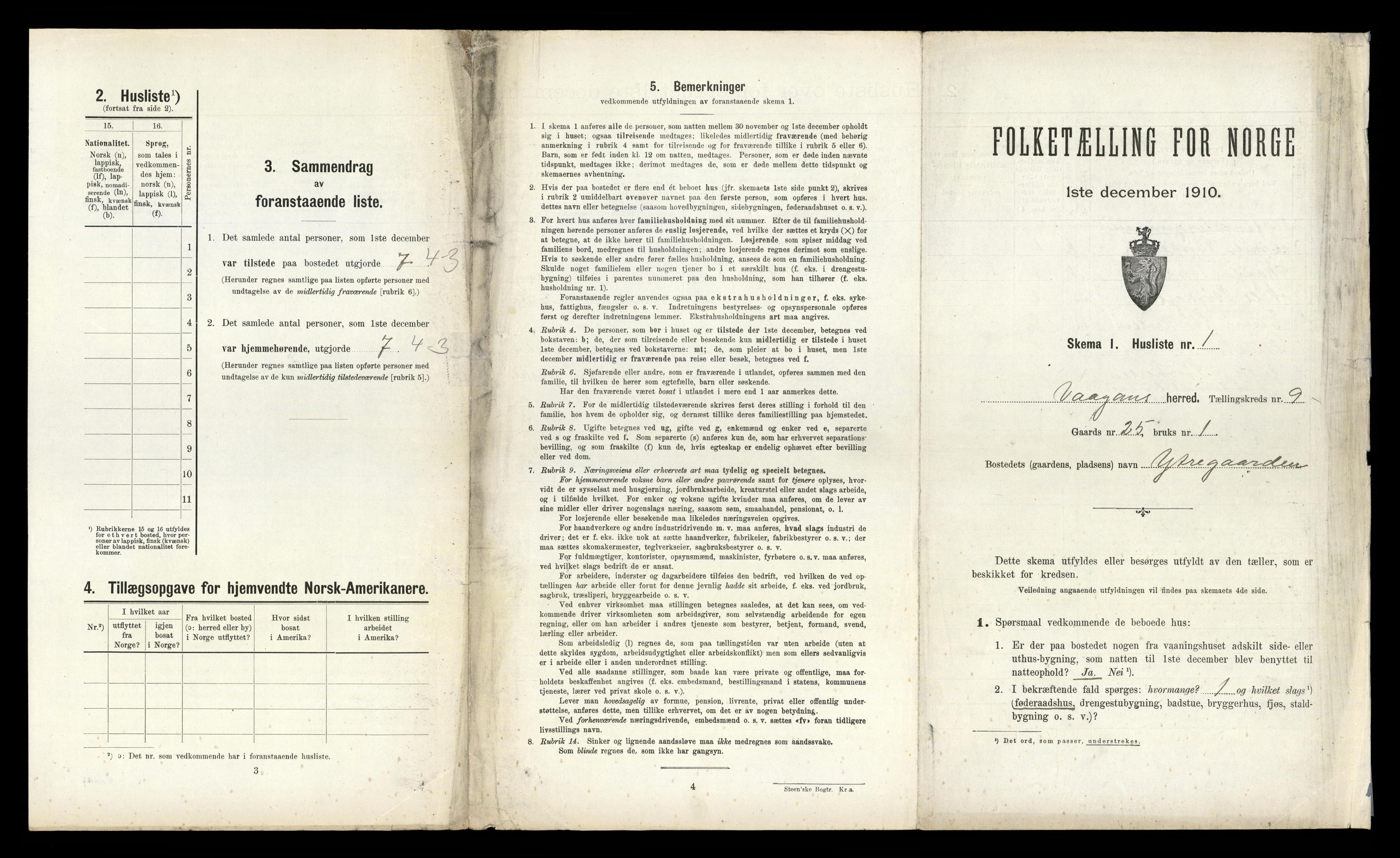 RA, 1910 census for Vågan, 1910, p. 1417