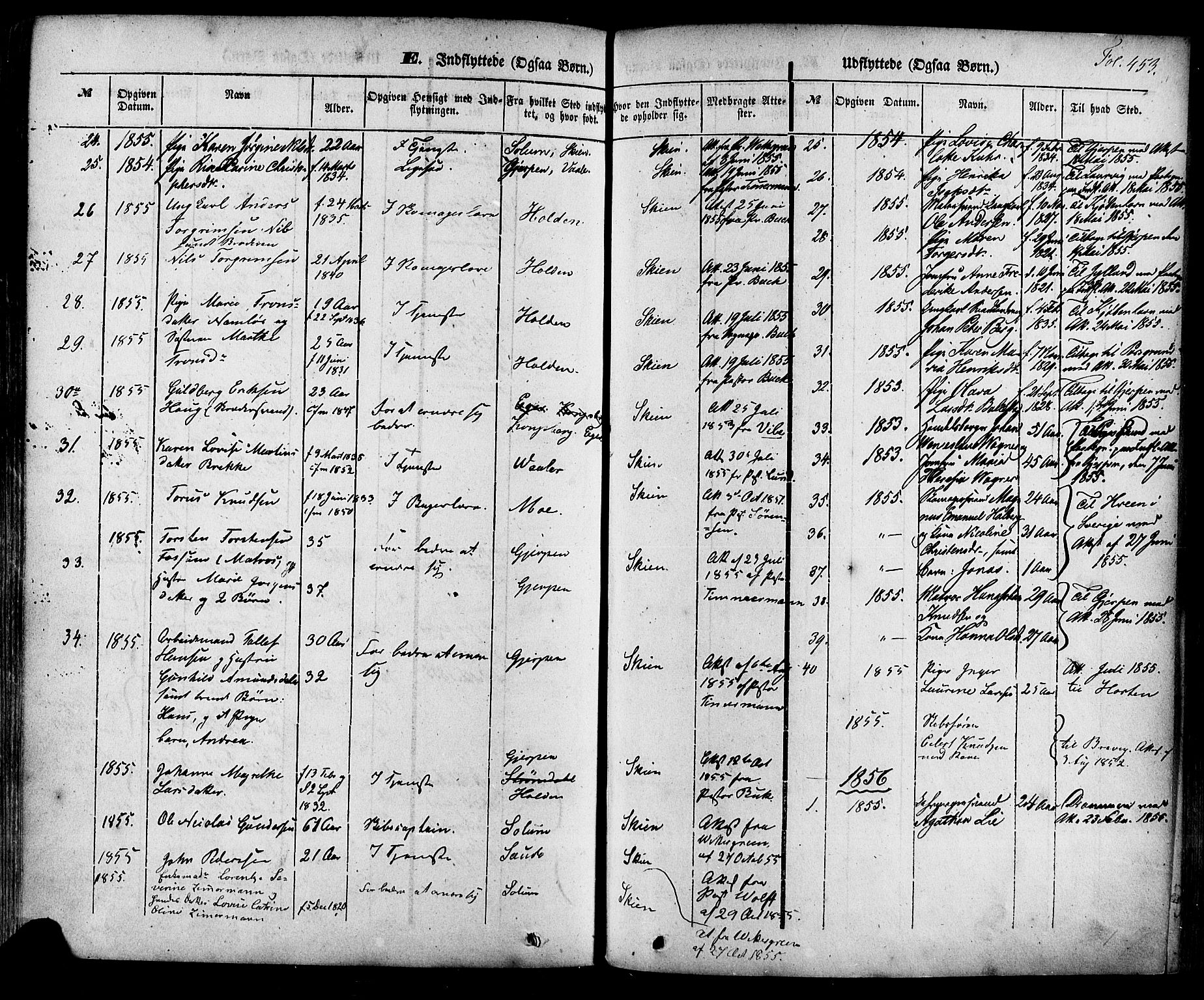 Skien kirkebøker, SAKO/A-302/F/Fa/L0006a: Parish register (official) no. 6A, 1843-1856, p. 453