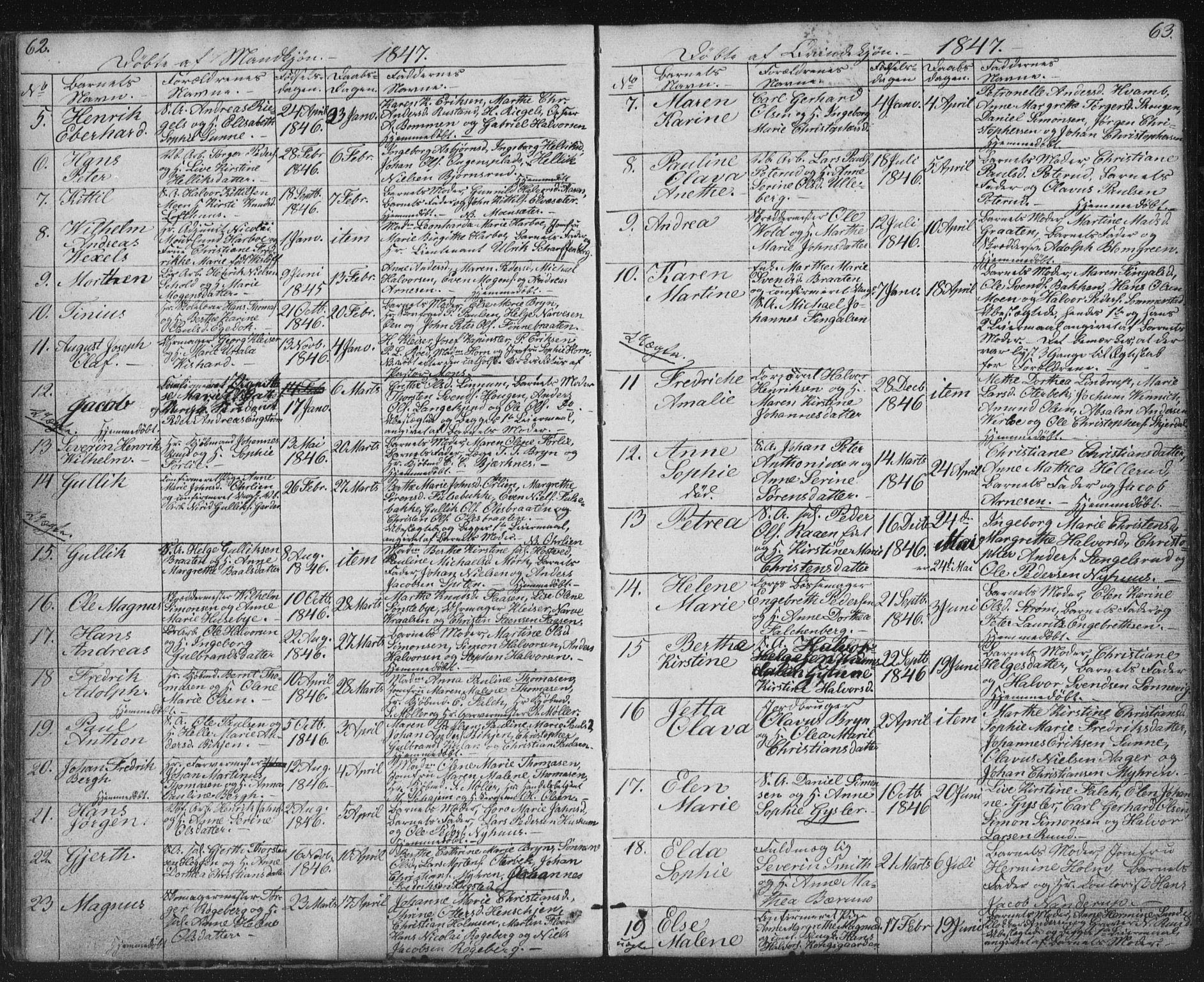Kongsberg kirkebøker, AV/SAKO-A-22/G/Ga/L0002: Parish register (copy) no. 2, 1839-1858, p. 62-63