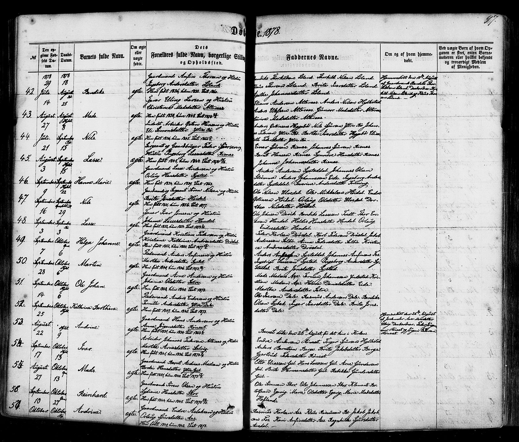 Hyllestad sokneprestembete, AV/SAB-A-80401: Parish register (official) no. A 1, 1861-1886, p. 97