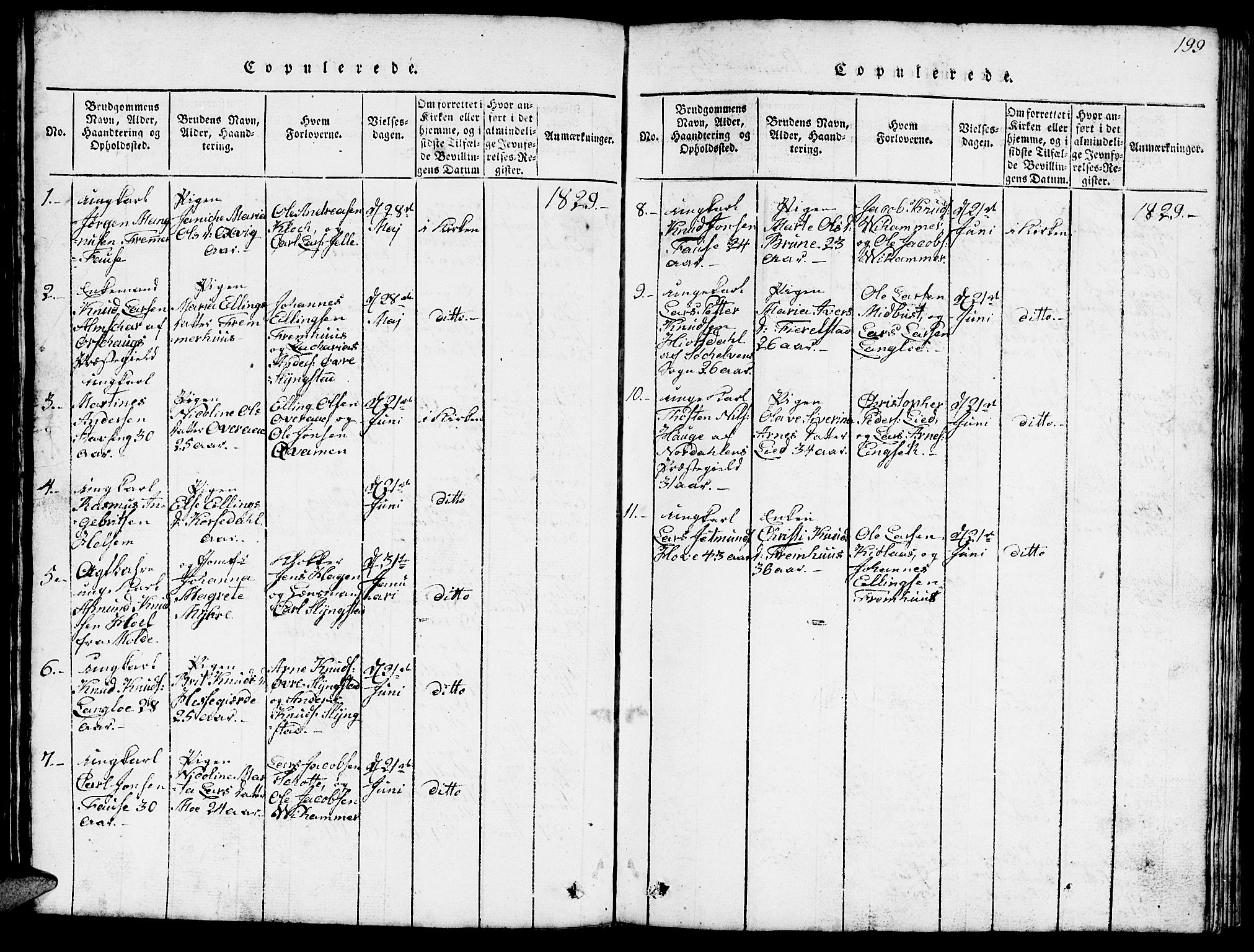 Ministerialprotokoller, klokkerbøker og fødselsregistre - Møre og Romsdal, SAT/A-1454/520/L0289: Parish register (copy) no. 520C01, 1817-1837, p. 199