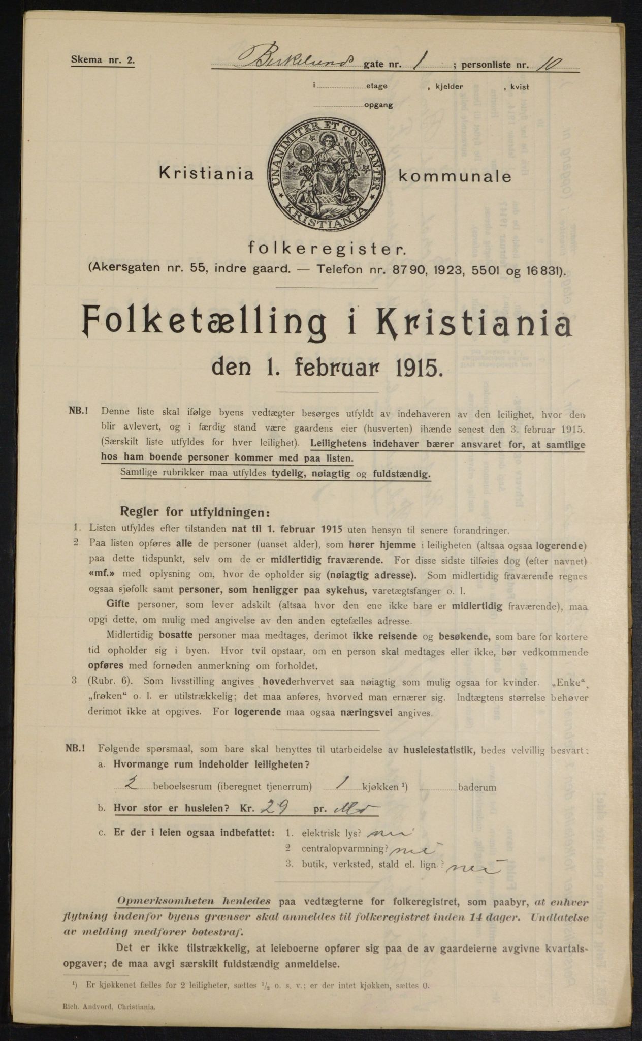 OBA, Municipal Census 1915 for Kristiania, 1915, p. 5069