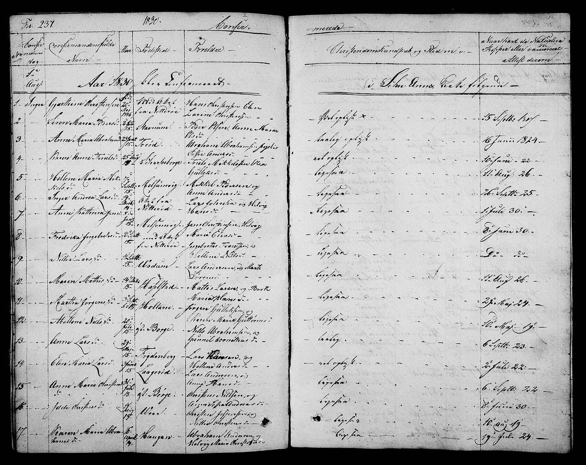 Stokke kirkebøker, AV/SAKO-A-320/F/Fa/L0006: Parish register (official) no. I 6, 1826-1843, p. 237