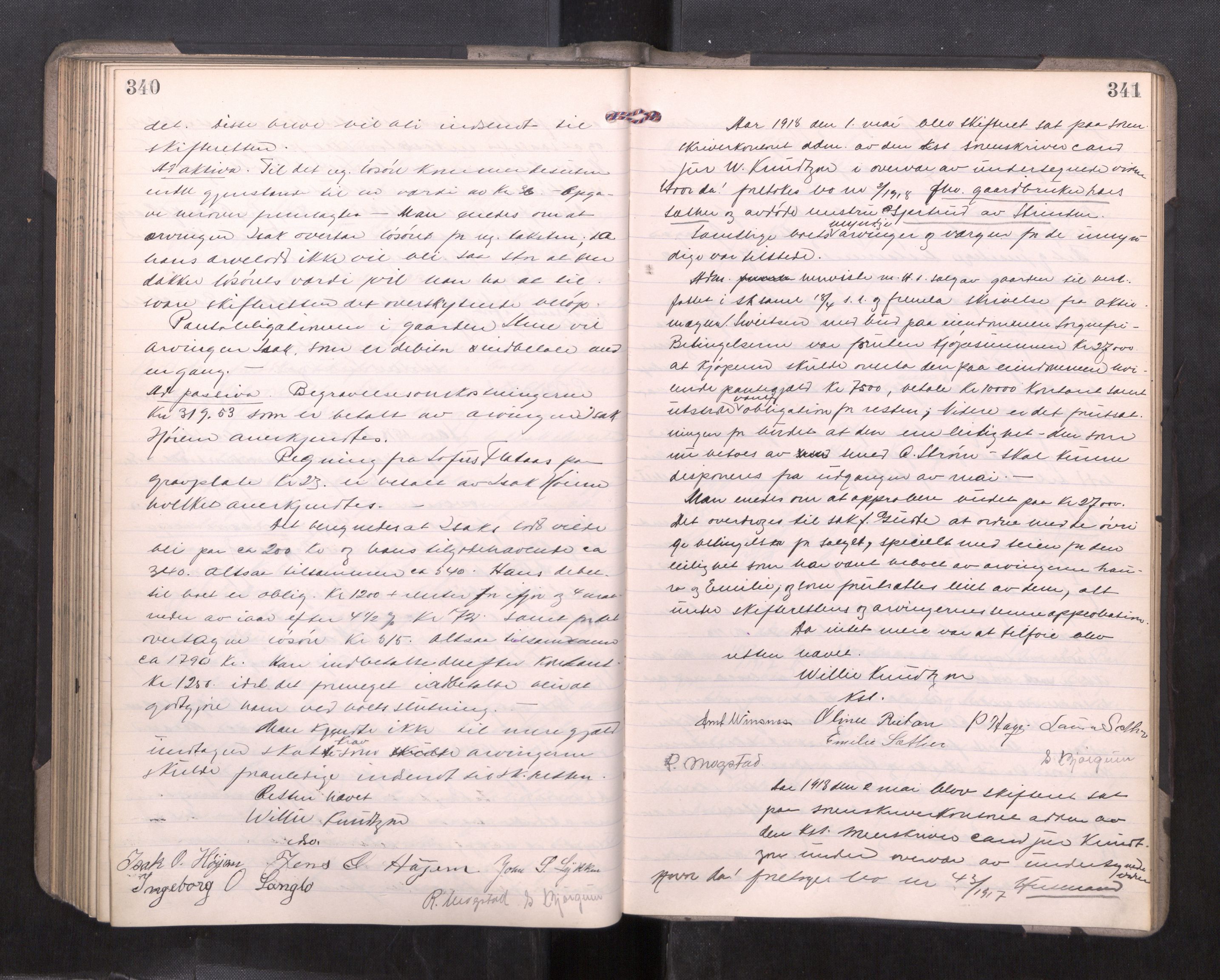 Strinda og Selbu sorenskriveri, AV/SAT-A-0015/3/3B/L0012: Skifteforhandlingsprot. 12, 1915-1919, p. 340-341