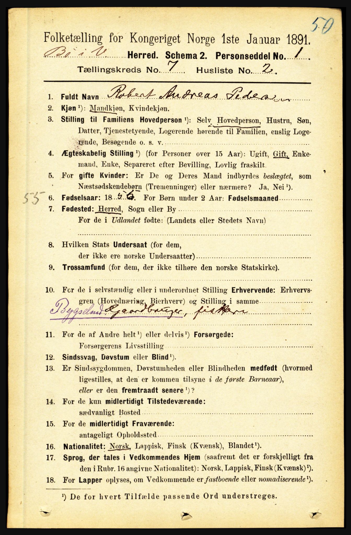 RA, 1891 census for 1867 Bø, 1891, p. 2499