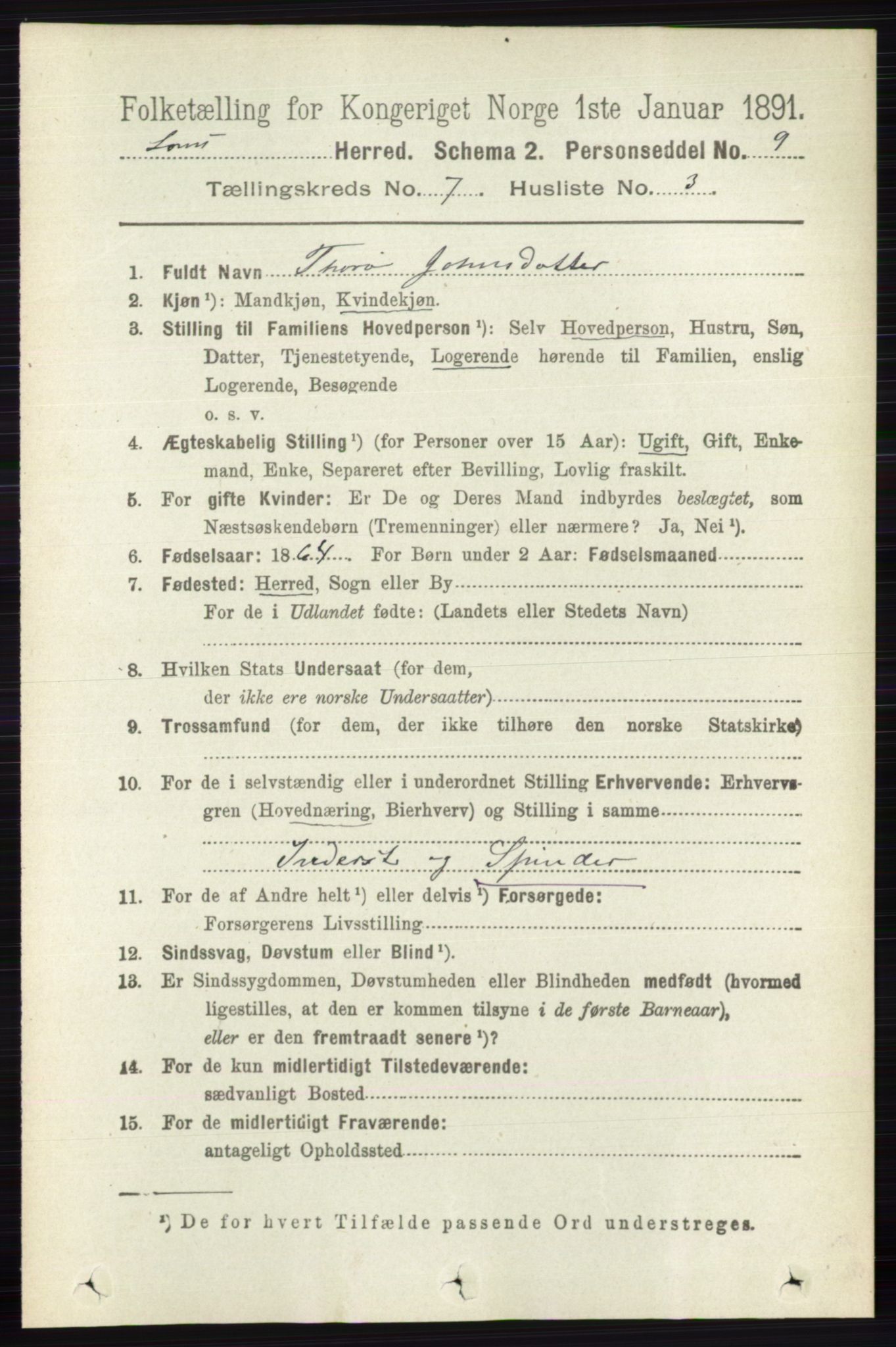 RA, 1891 census for 0514 Lom, 1891, p. 2818