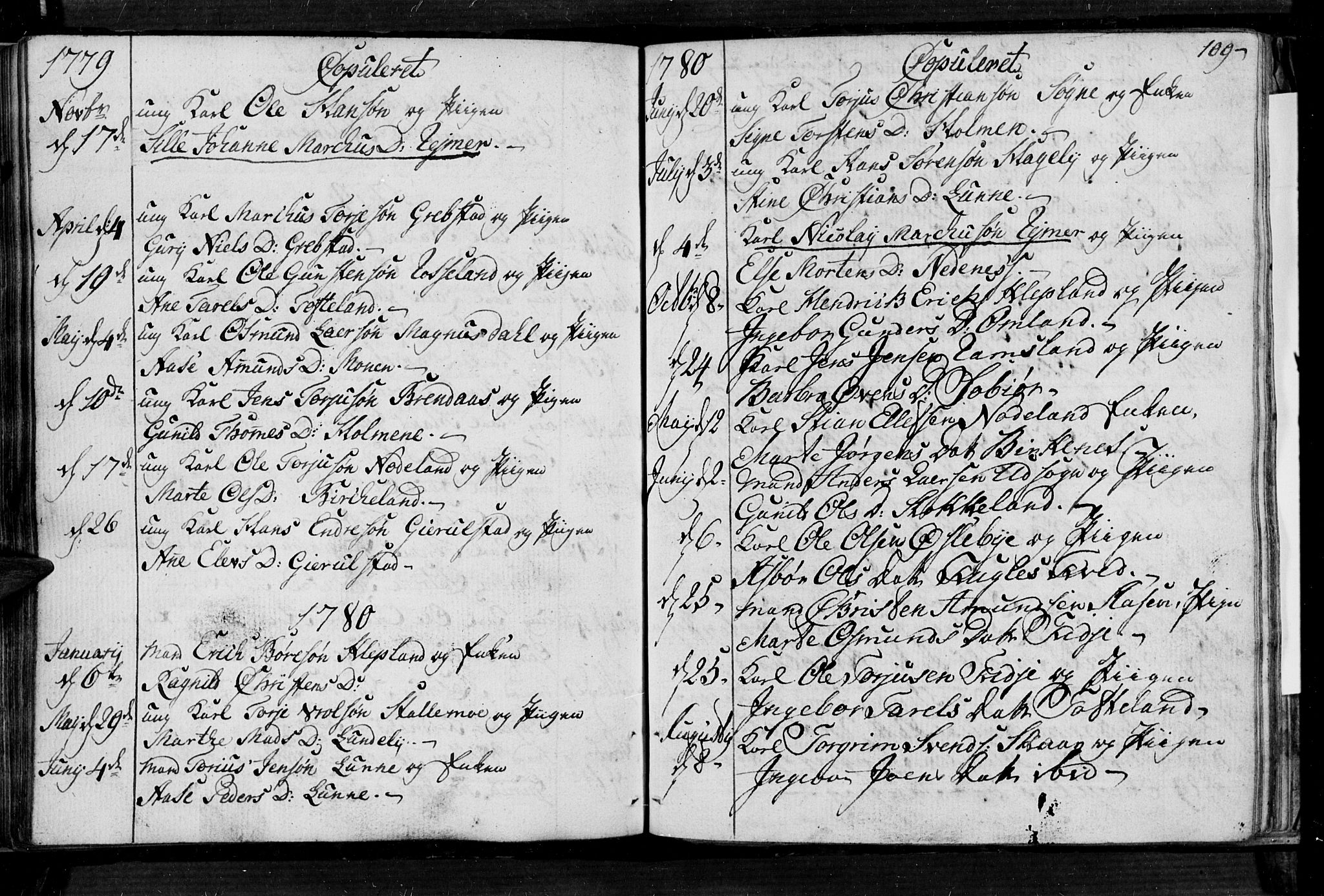 Søgne sokneprestkontor, SAK/1111-0037/F/Fa/Fab/L0004: Parish register (official) no. A 4, 1770-1822, p. 108-109