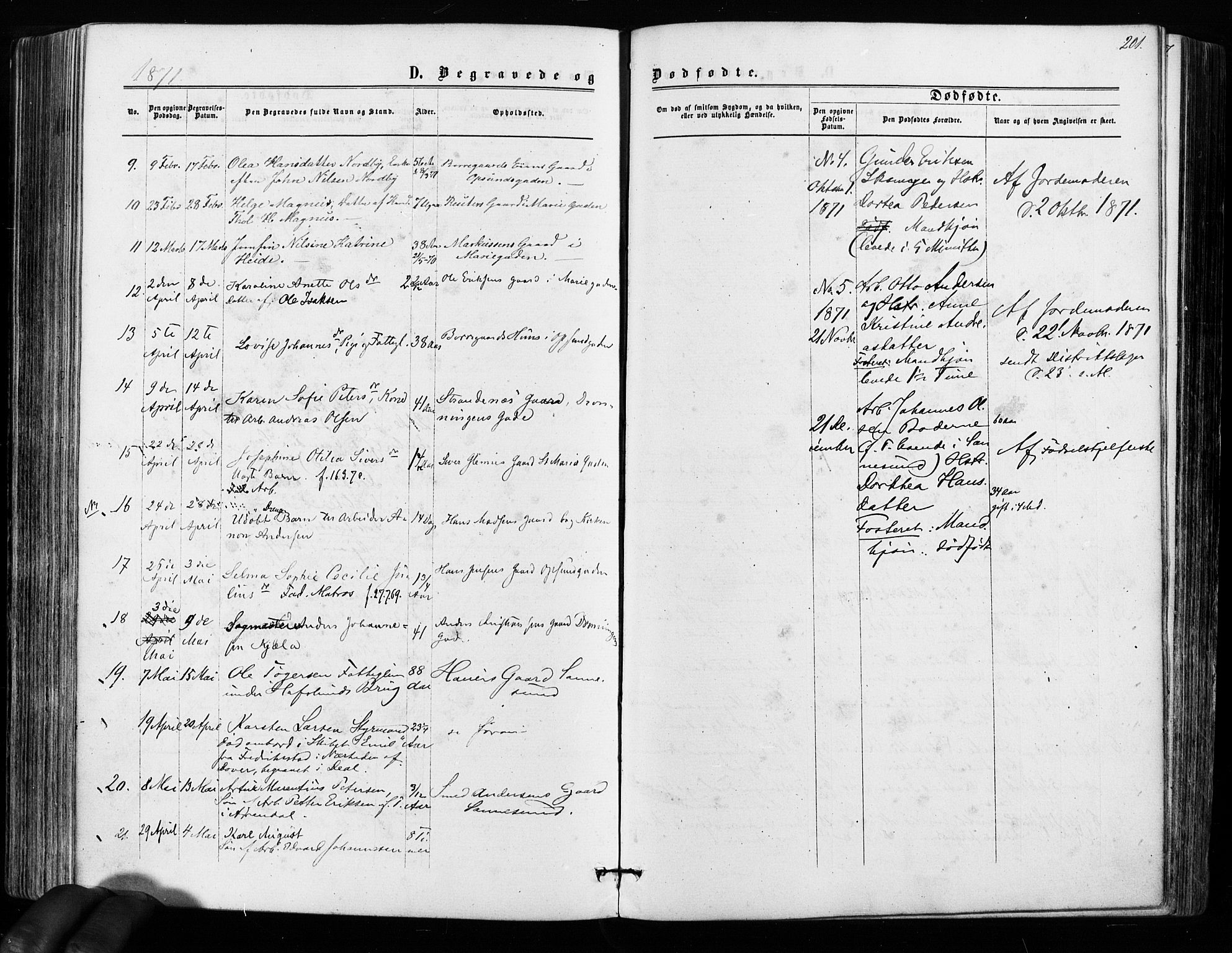 Sarpsborg prestekontor Kirkebøker, AV/SAO-A-2006/F/Fa/L0002: Parish register (official) no. 2, 1869-1877, p. 201