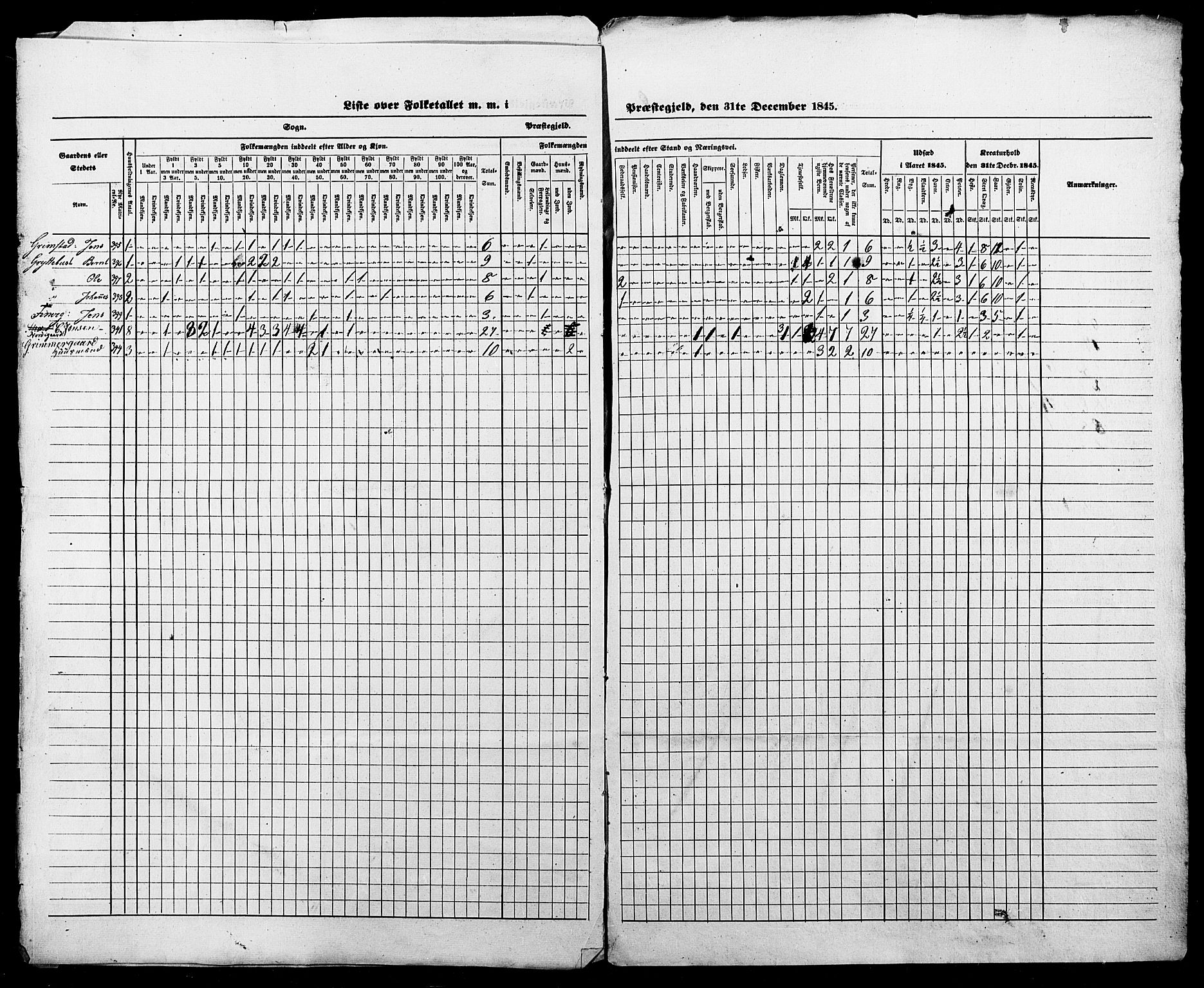 SAT, Census 1845 for Borgund, 1845, p. 4