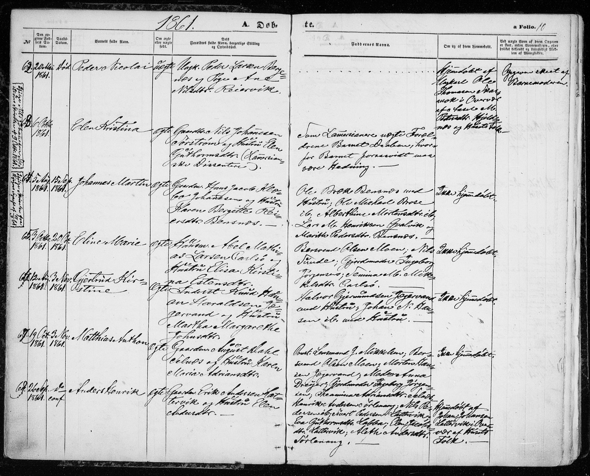 Karlsøy sokneprestembete, SATØ/S-1299/H/Ha/Haa/L0004kirke: Parish register (official) no. 4, 1861-1871, p. 10