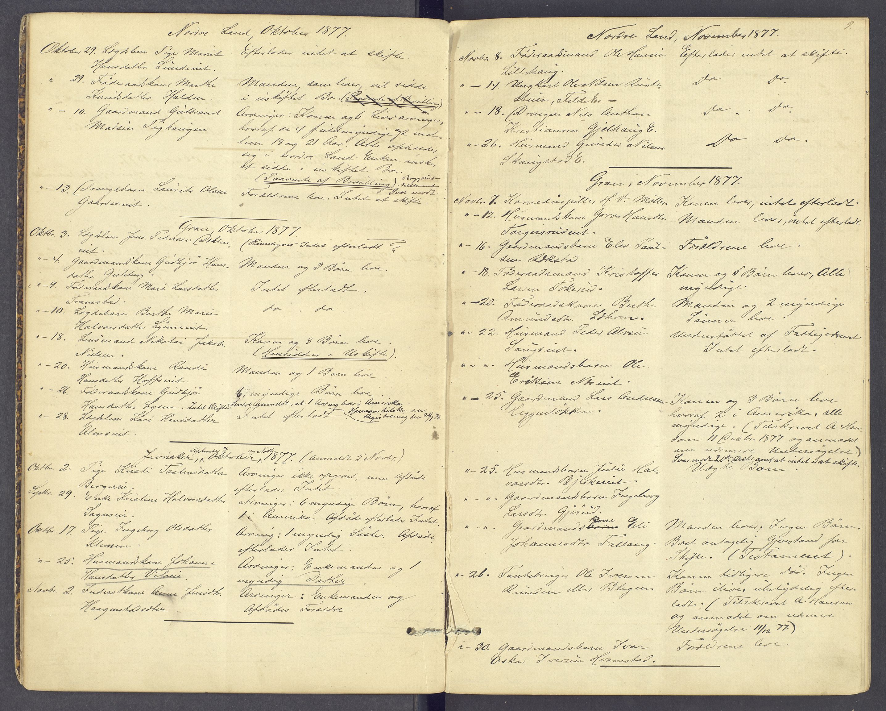Hadeland og Land tingrett, AV/SAH-TING-010/J/Jg/L0005: Dødsfallsprotokoll, 1876-1886, p. 8b-9a