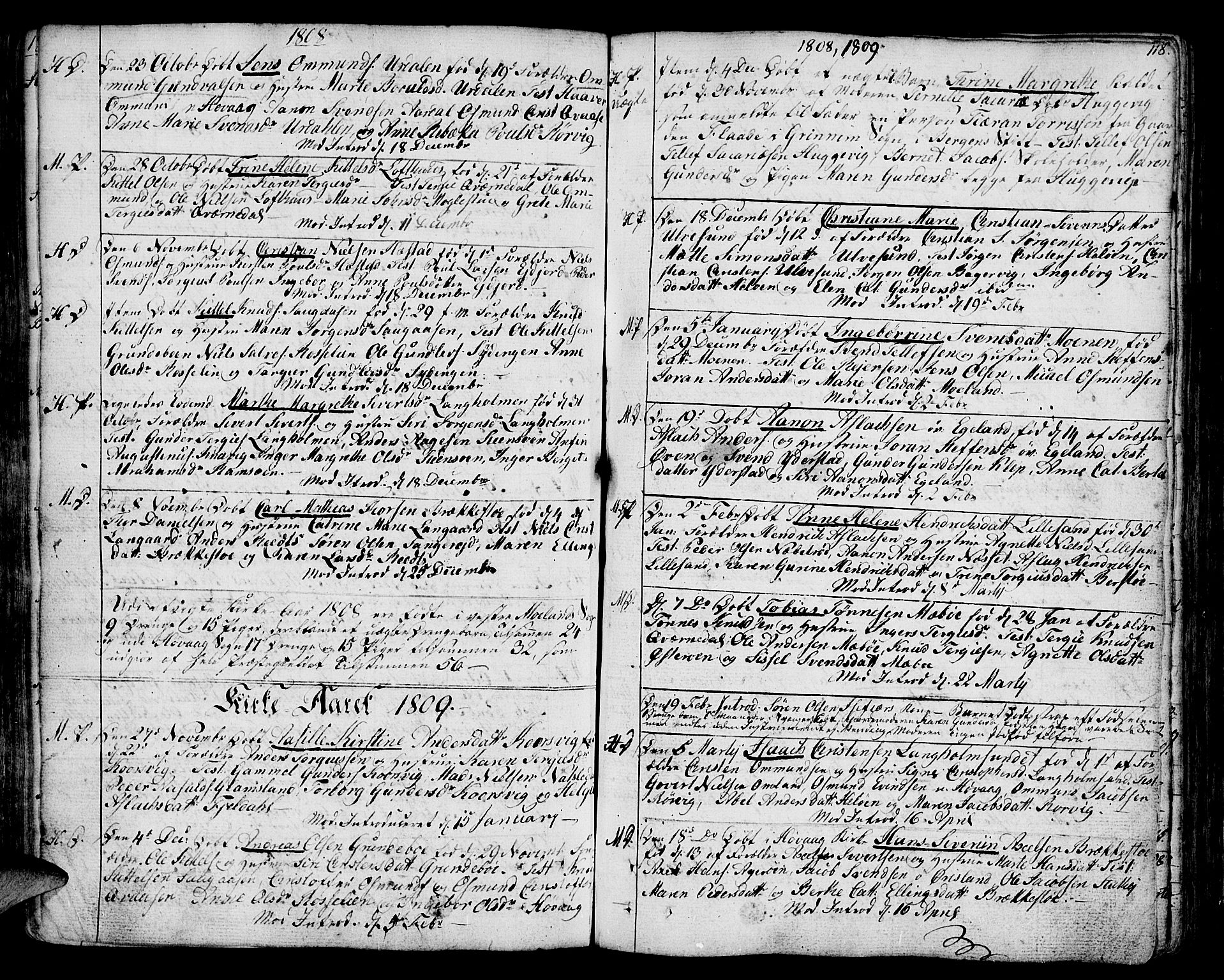 Vestre Moland sokneprestkontor, SAK/1111-0046/F/Fa/Fab/L0002: Parish register (official) no. A 2, 1760-1816, p. 118