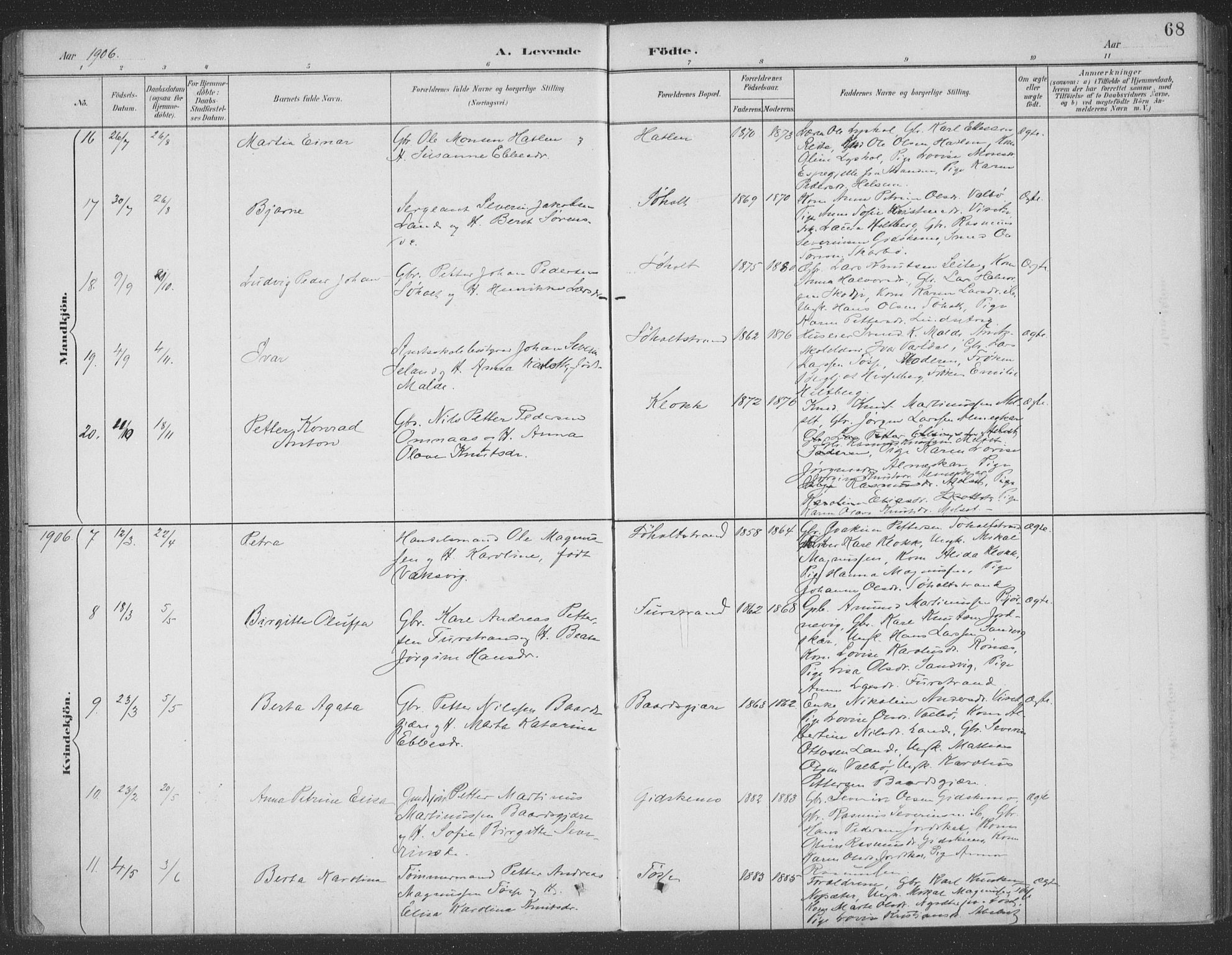 Ministerialprotokoller, klokkerbøker og fødselsregistre - Møre og Romsdal, AV/SAT-A-1454/522/L0316: Parish register (official) no. 522A11, 1890-1911, p. 68