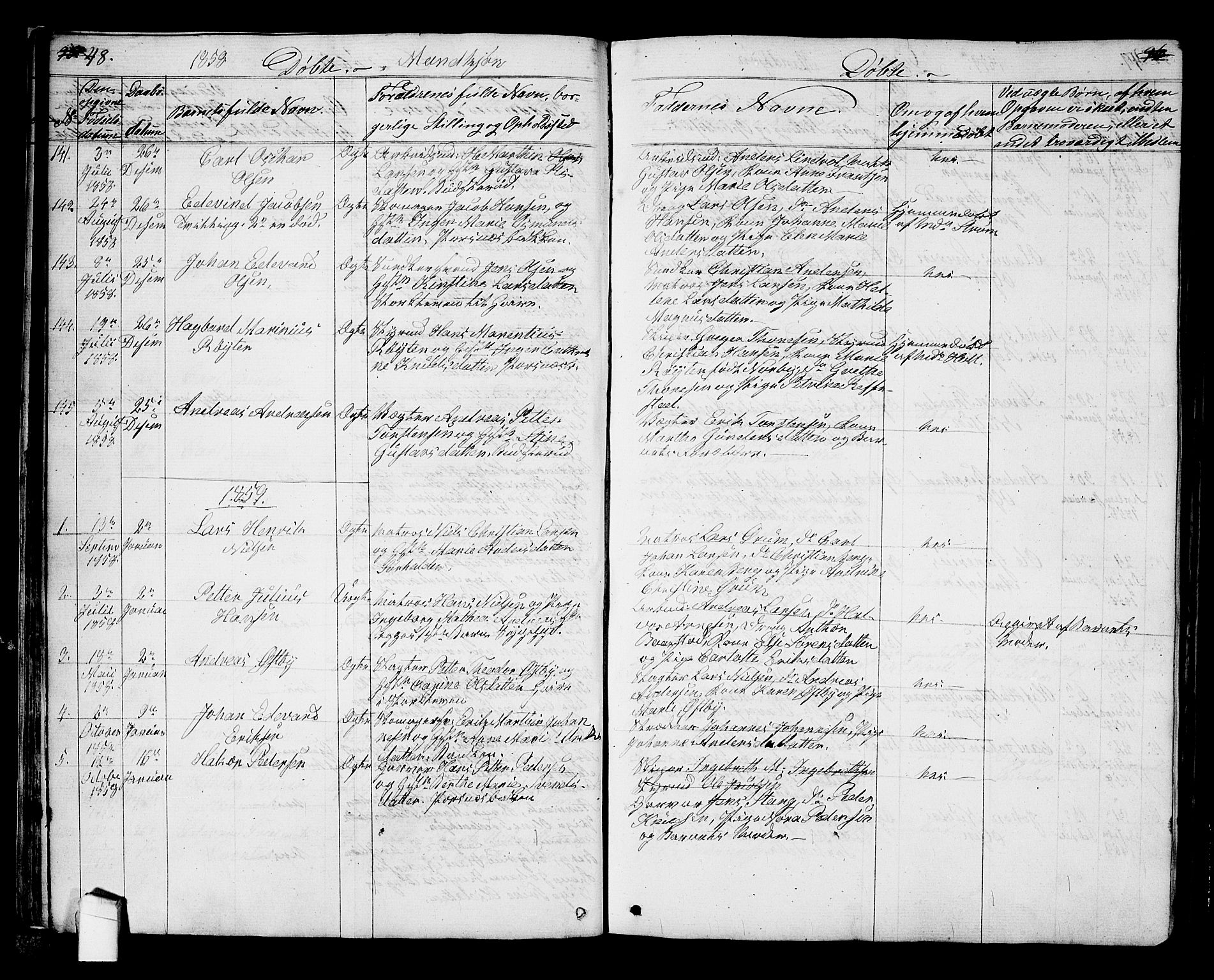 Halden prestekontor Kirkebøker, SAO/A-10909/G/Ga/L0005a: Parish register (copy) no. 5A, 1855-1864, p. 48