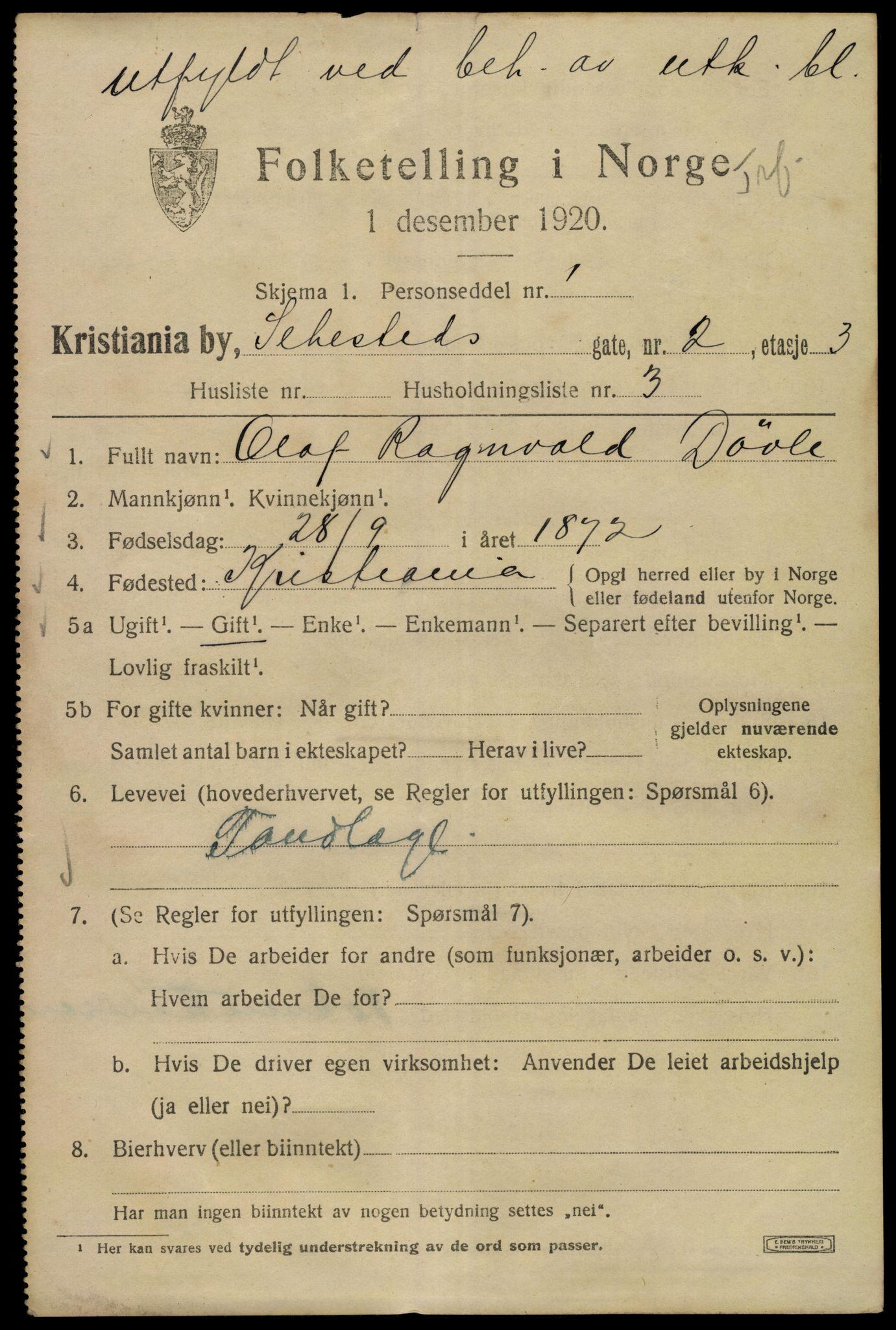 SAO, 1920 census for Kristiania, 1920, p. 505491