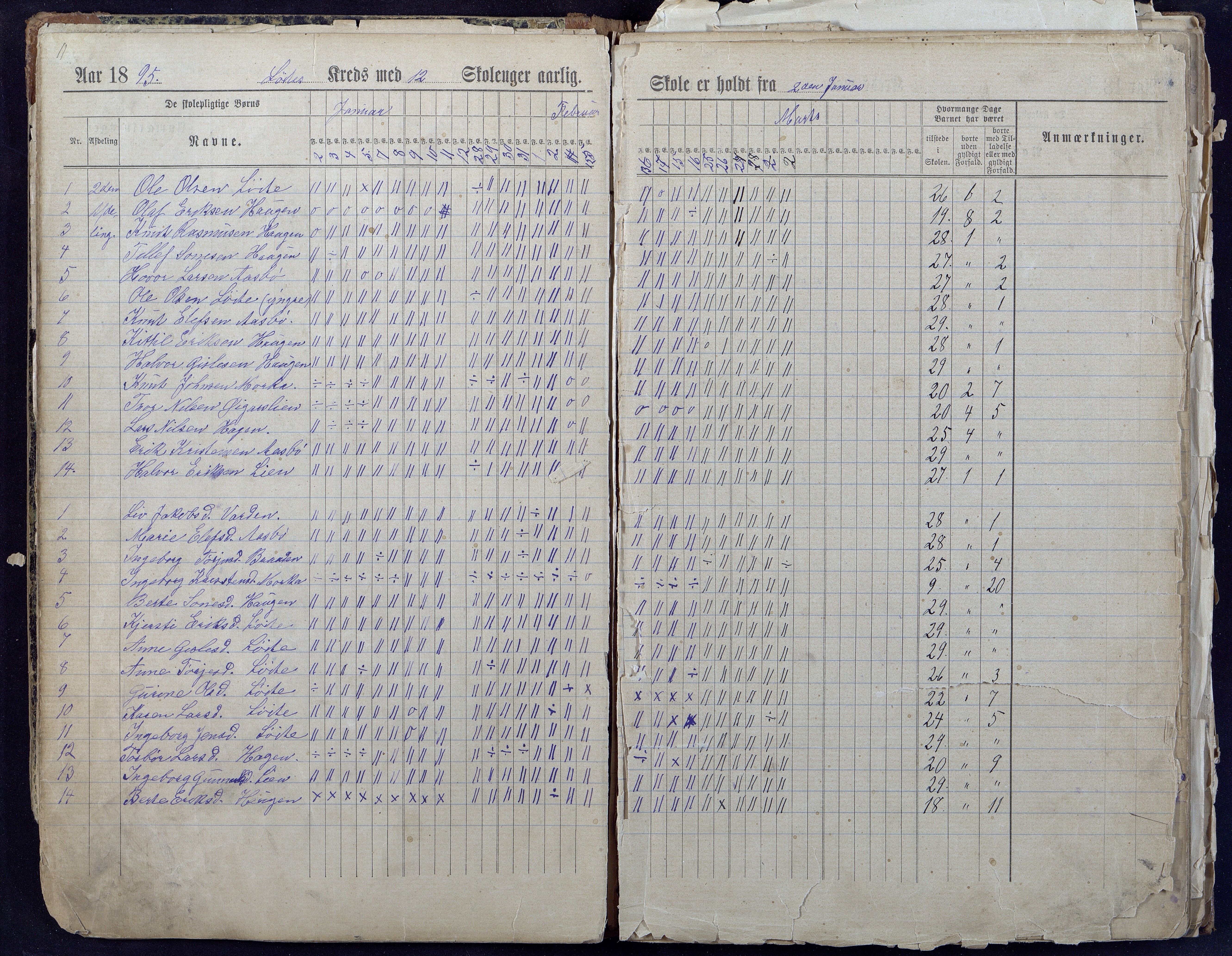 Gjerstad Kommune, Løite Skole, AAKS/KA0911-550c/F01/L0001: Dagbok Løite-Vestøl-Lunden skole, 1891-1901, p. 11