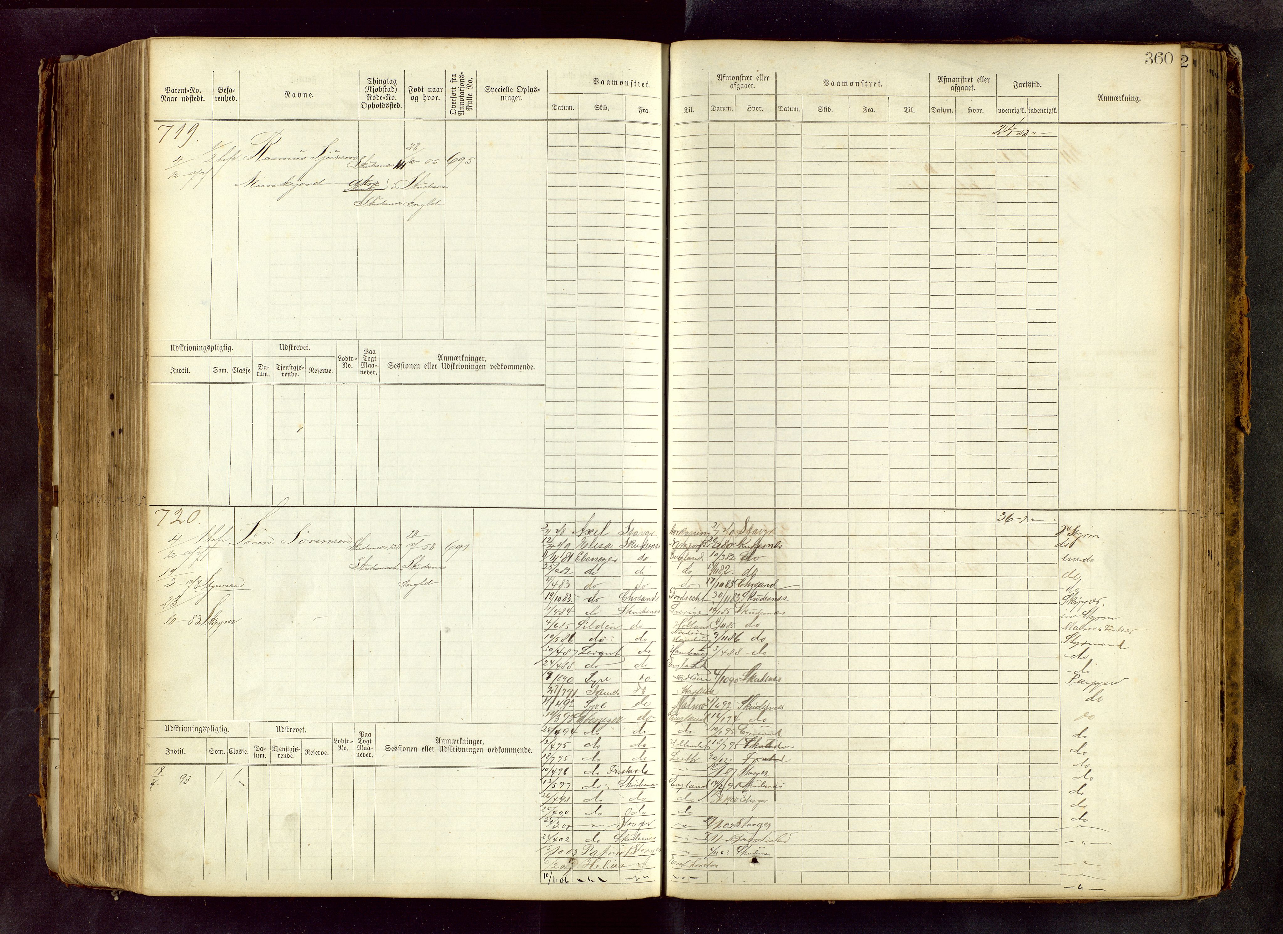 Haugesund sjømannskontor, AV/SAST-A-102007/F/Fb/Fbb/L0001: Sjøfartsrulle Skudenes krets No 1 - 958, 1860-1948, p. 360