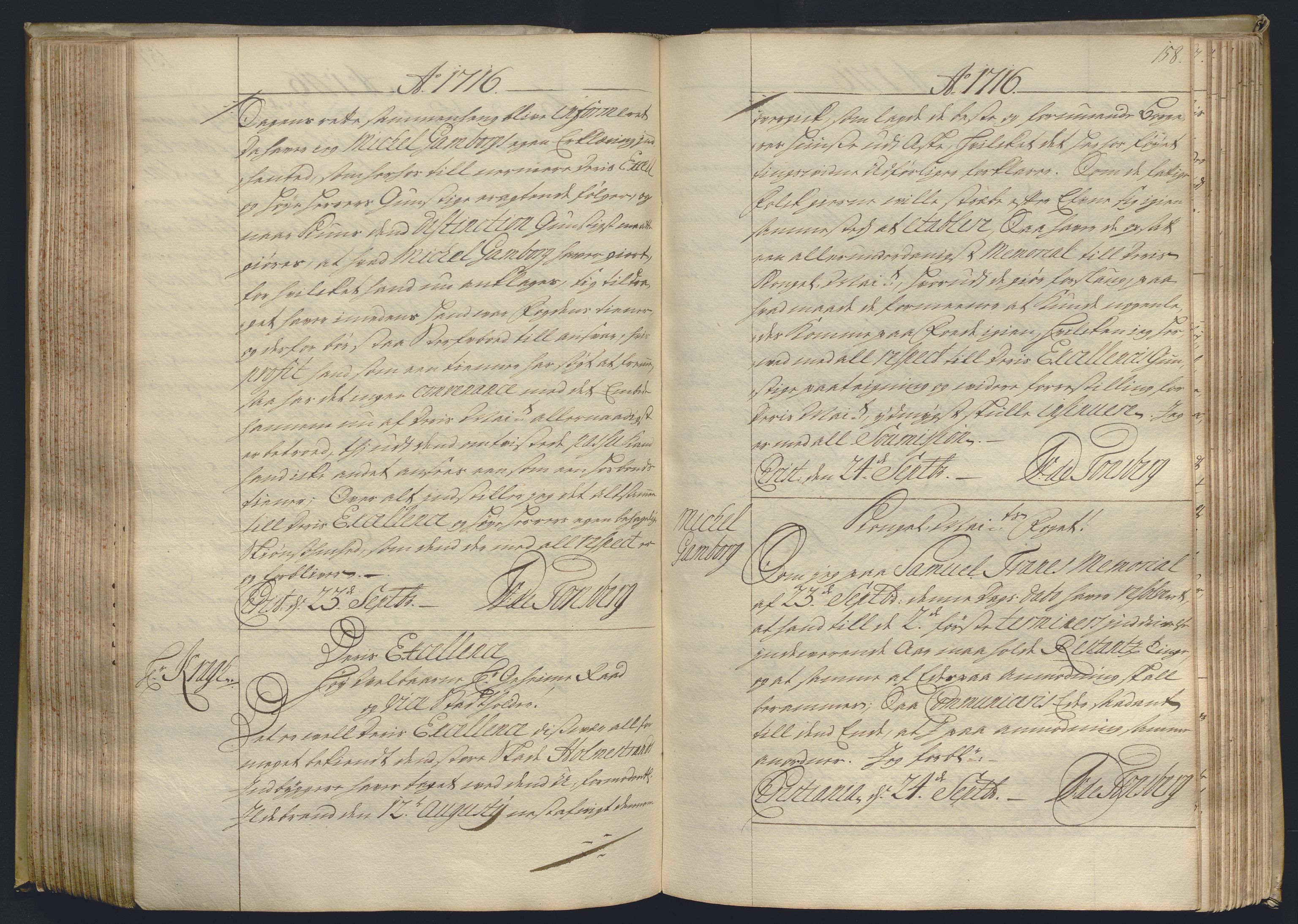 Kristiania stiftamt, AV/SAO-A-10386/B/Ba/L0004: Kopibok, 1715-1717, p. 157b-158a