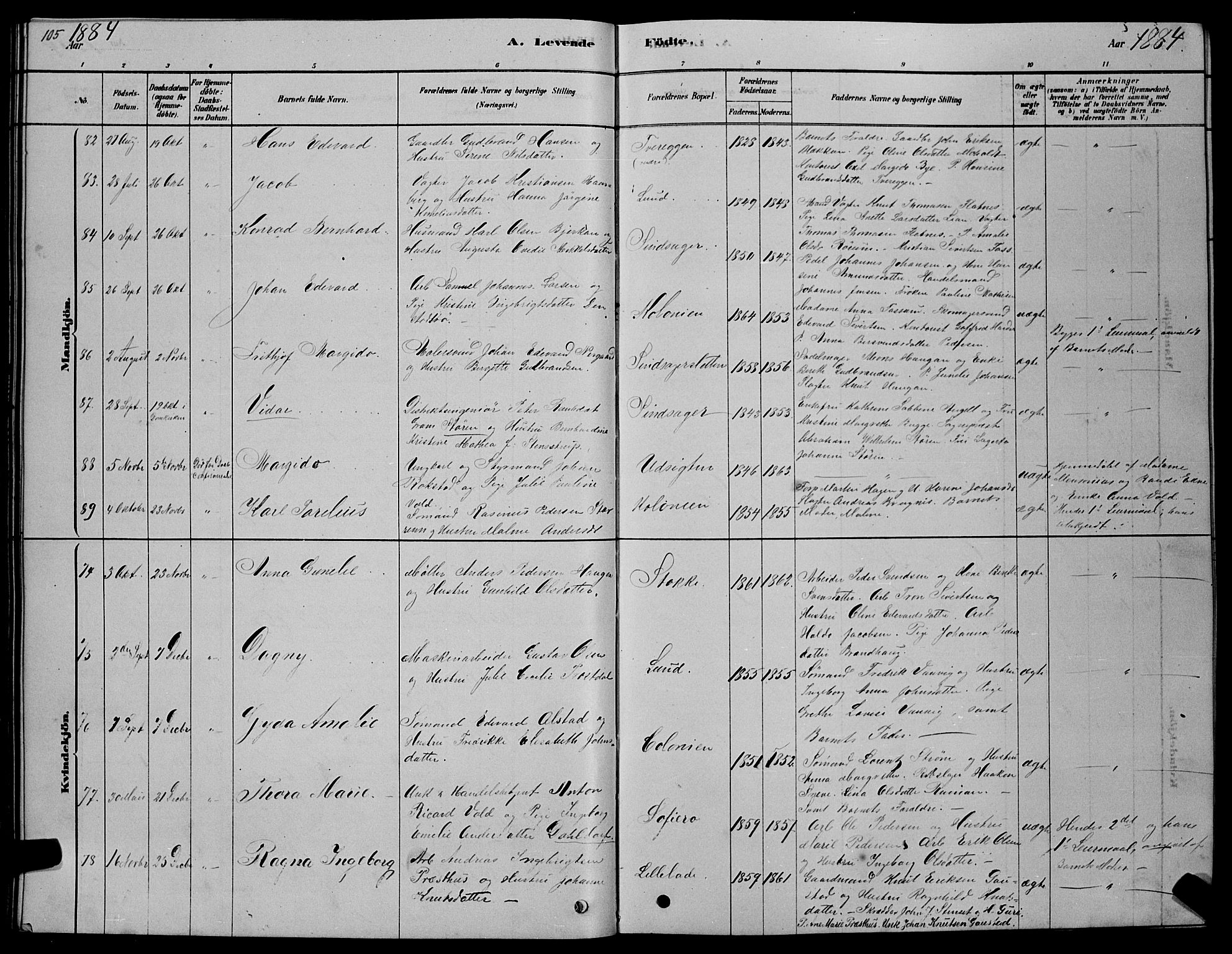 Ministerialprotokoller, klokkerbøker og fødselsregistre - Sør-Trøndelag, SAT/A-1456/606/L0312: Parish register (copy) no. 606C08, 1878-1894, p. 105