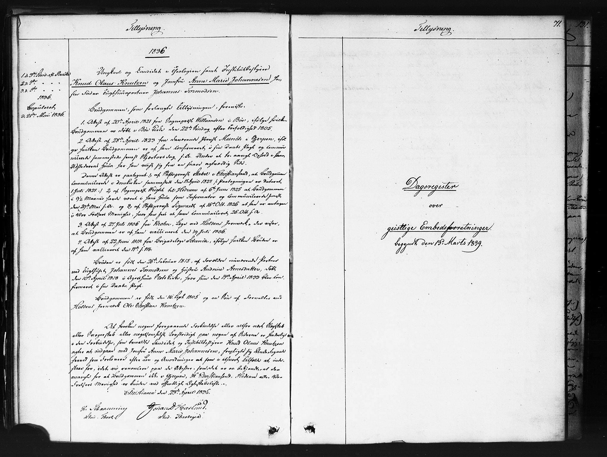 Kristiania tukthusprest Kirkebøker, SAO/A-10881/F/Fa/L0003: Parish register (official) no. 3, 1831-1865, p. 71