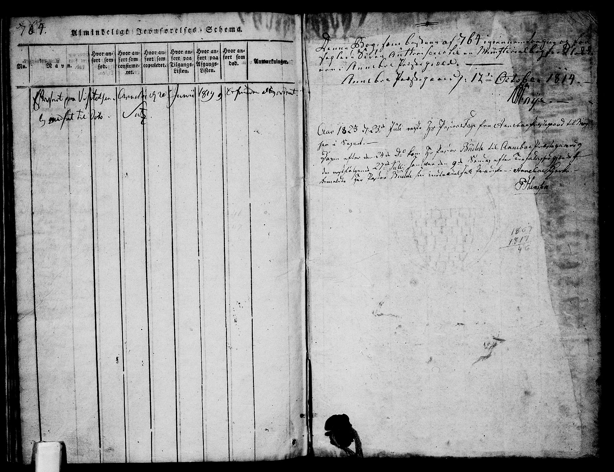 Andebu kirkebøker, AV/SAKO-A-336/G/Ga/L0001: Parish register (copy) no. I 1 /1, 1815-1823, p. 764-765