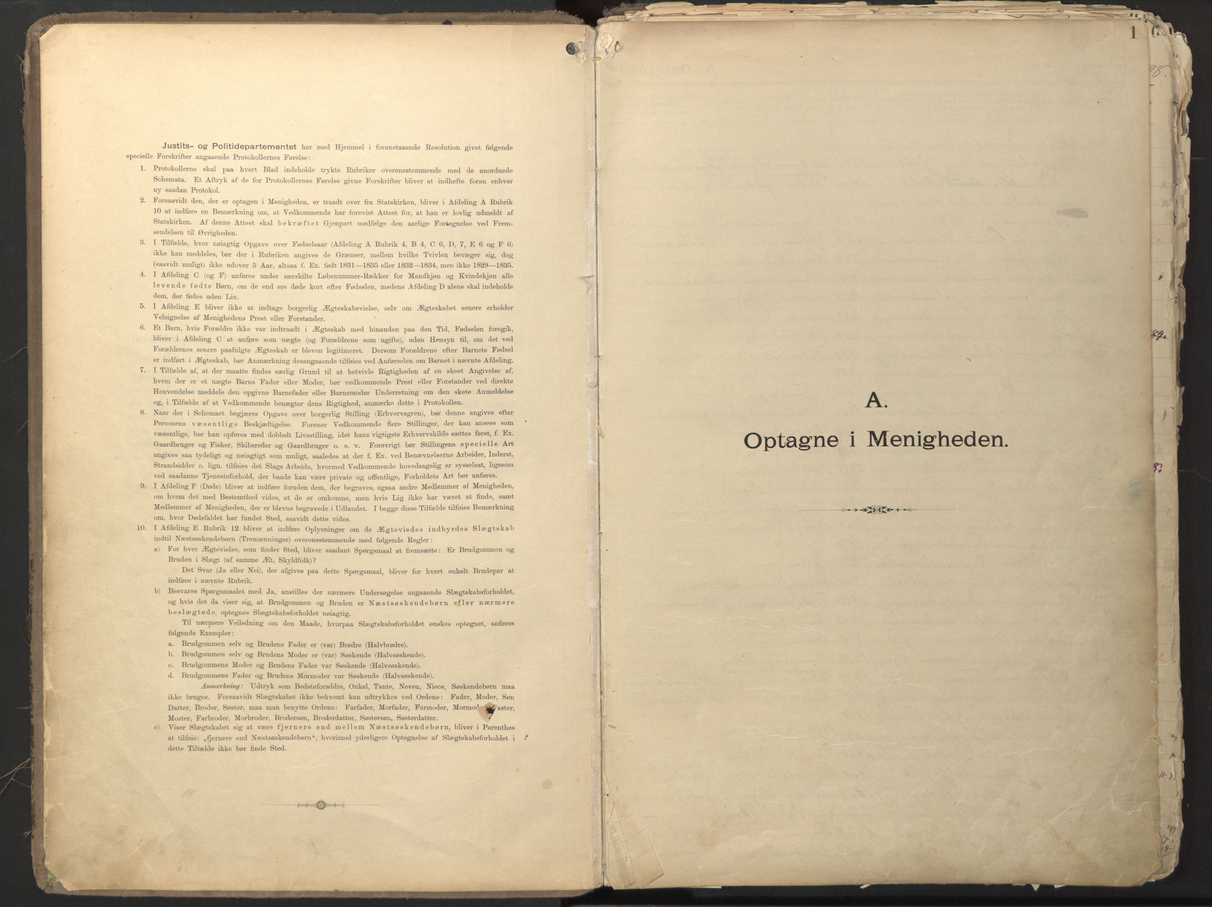 Den evangelisk-lutherske frikirke østre menighet, Oslo, SAO/PAO-0245/F/L0002: Dissenter register no. 2, 1892-1936, p. 1