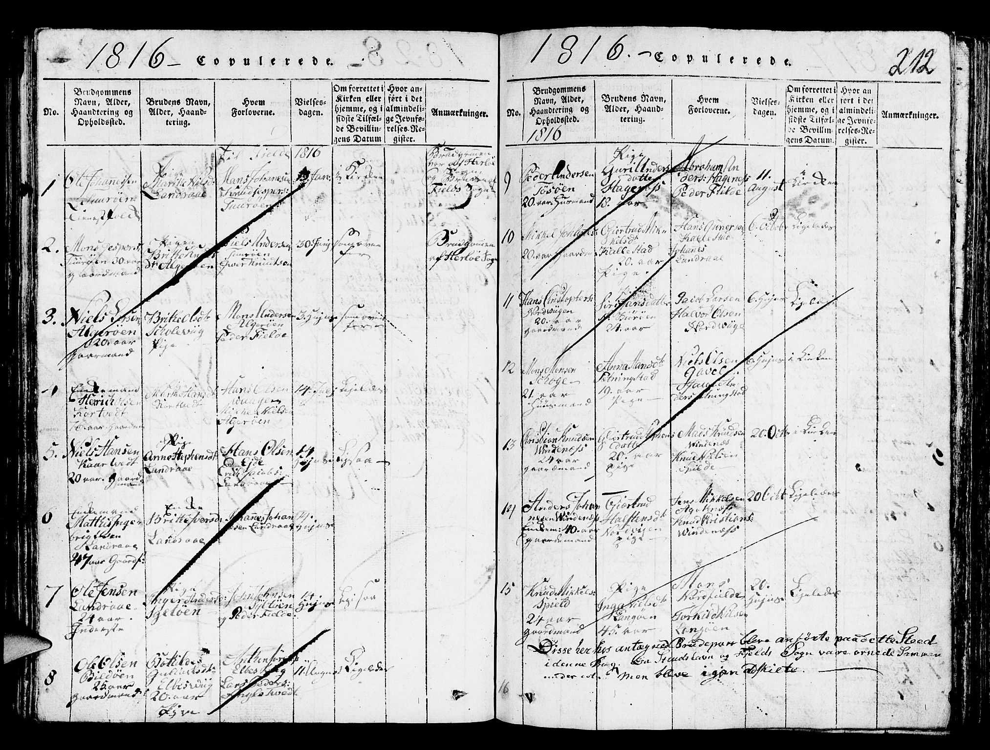 Askøy Sokneprestembete, SAB/A-74101/H/Ha/Hab/Haba/L0002: Parish register (copy) no. A 2, 1815-1846, p. 212