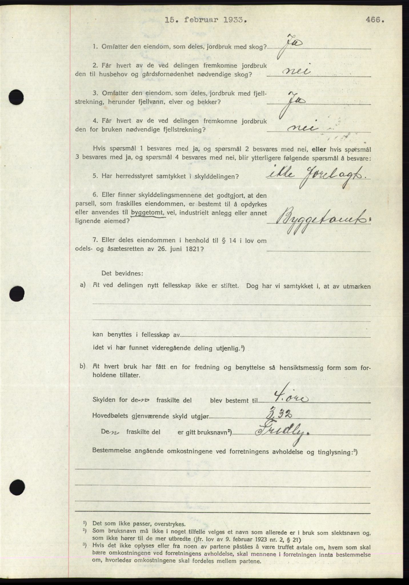 Romsdal sorenskriveri, AV/SAT-A-4149/1/2/2C/L0062: Mortgage book no. 56, 1932-1933, Deed date: 15.02.1933