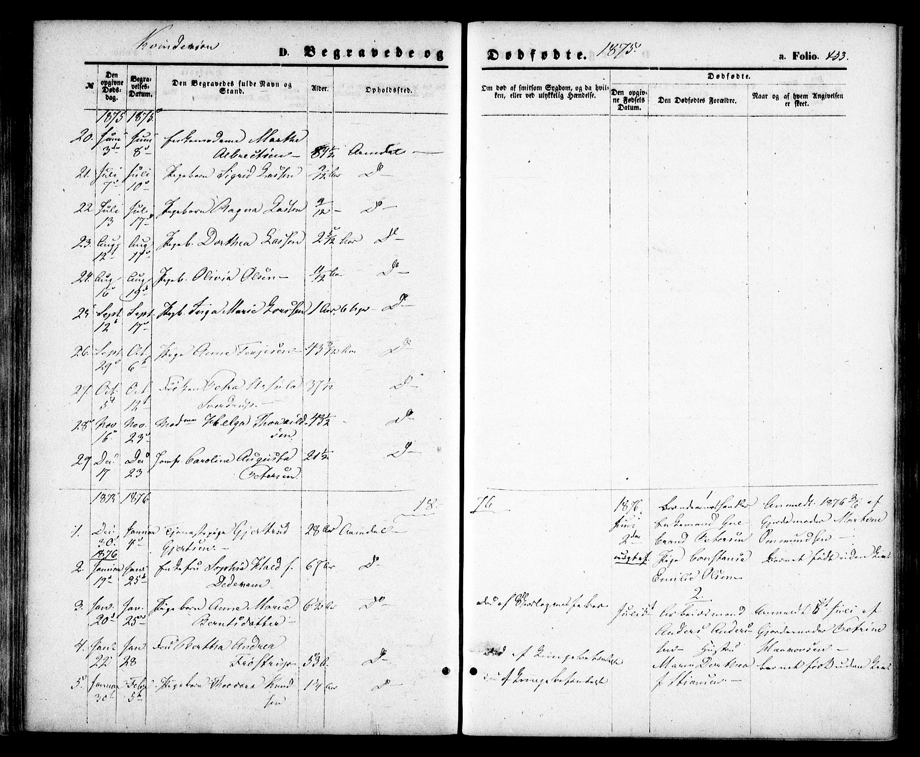 Arendal sokneprestkontor, Trefoldighet, SAK/1111-0040/F/Fa/L0007: Parish register (official) no. A 7, 1868-1878, p. 433