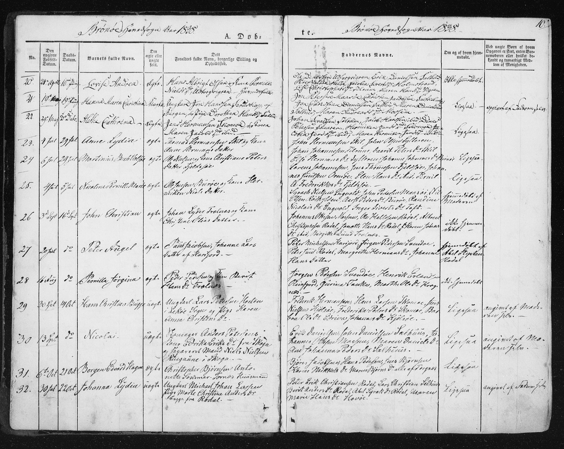 Ministerialprotokoller, klokkerbøker og fødselsregistre - Nordland, SAT/A-1459/813/L0198: Parish register (official) no. 813A08, 1834-1874, p. 10