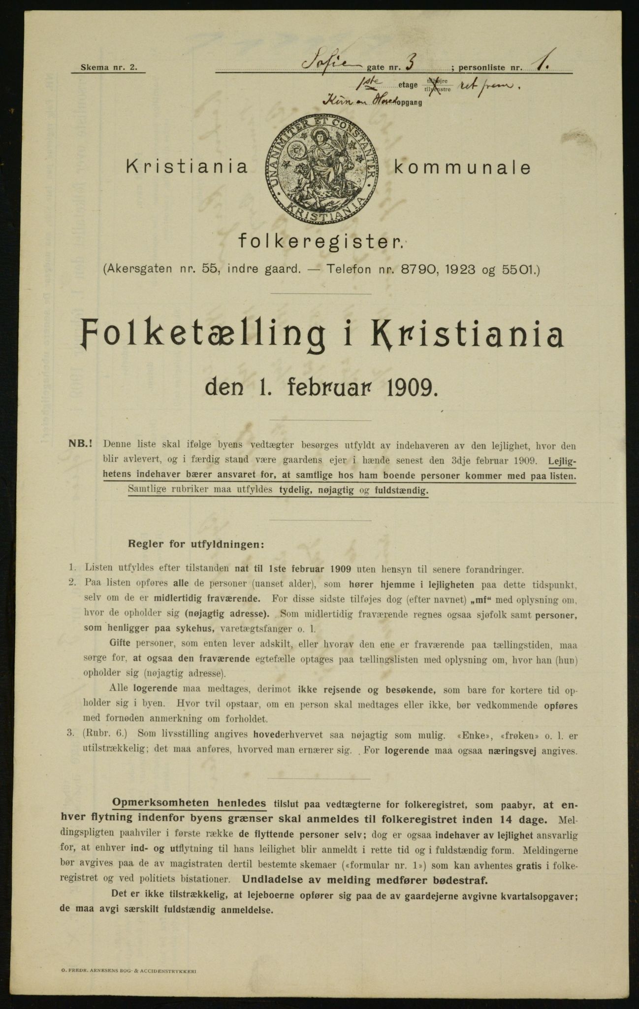 OBA, Municipal Census 1909 for Kristiania, 1909, p. 89515