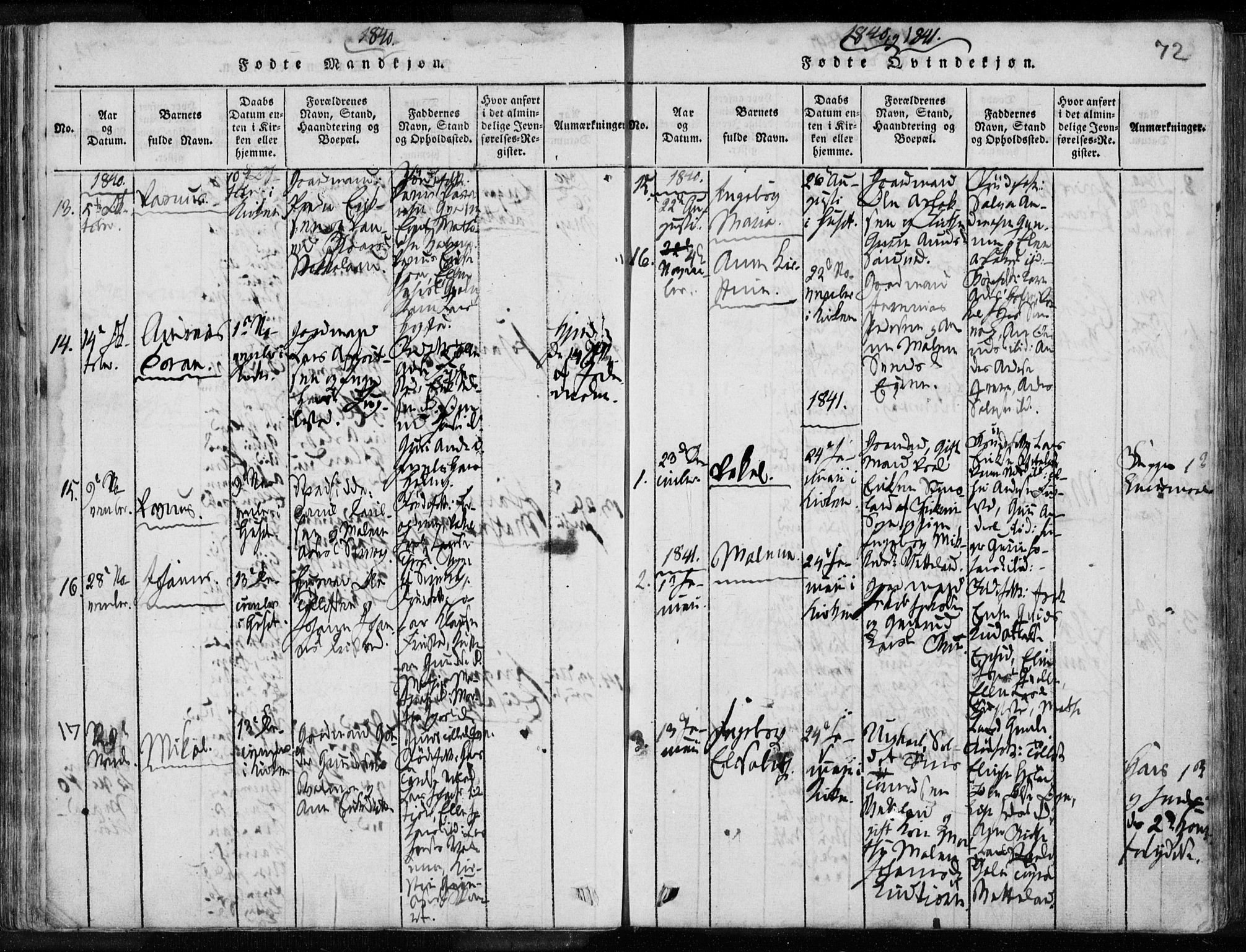 Eigersund sokneprestkontor, SAST/A-101807/S08/L0008: Parish register (official) no. A 8, 1816-1847, p. 72