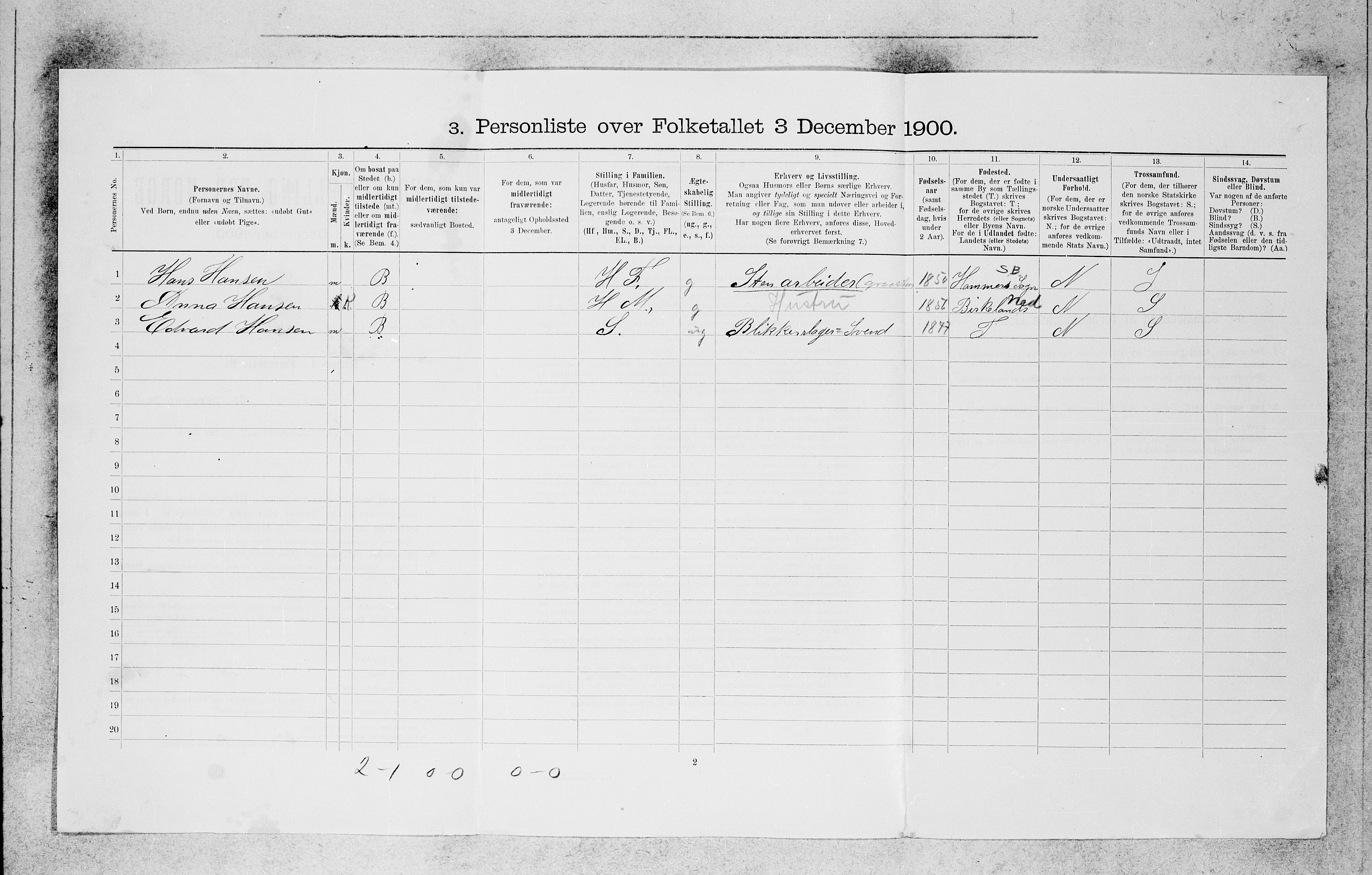 SAB, 1900 census for Bergen, 1900, p. 7780