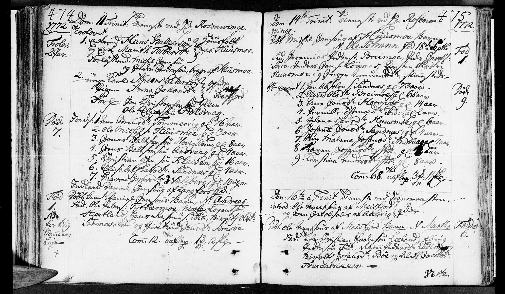 Ministerialprotokoller, klokkerbøker og fødselsregistre - Nordland, SAT/A-1459/830/L0437: Parish register (official) no. 830A05 /2, 1768-1776, p. 474-475