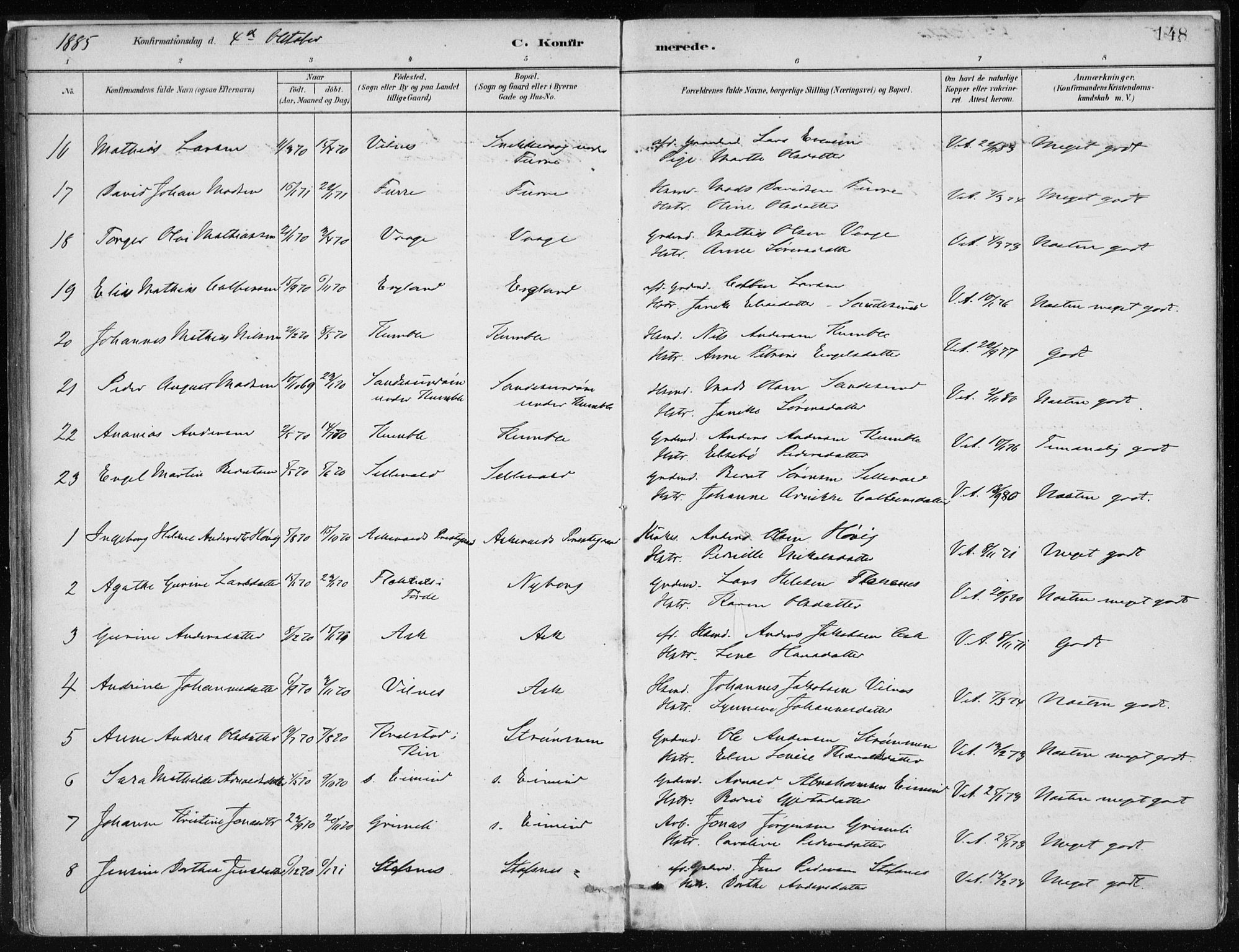 Askvoll sokneprestembete, AV/SAB-A-79501/H/Haa/Haab/L0002: Parish register (official) no. B 2, 1879-1909, p. 148