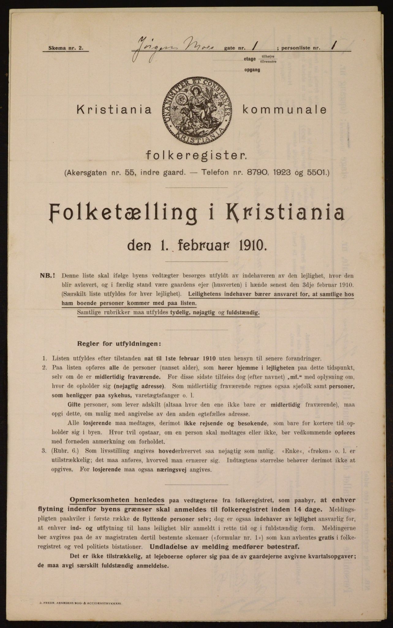 OBA, Municipal Census 1910 for Kristiania, 1910, p. 46318