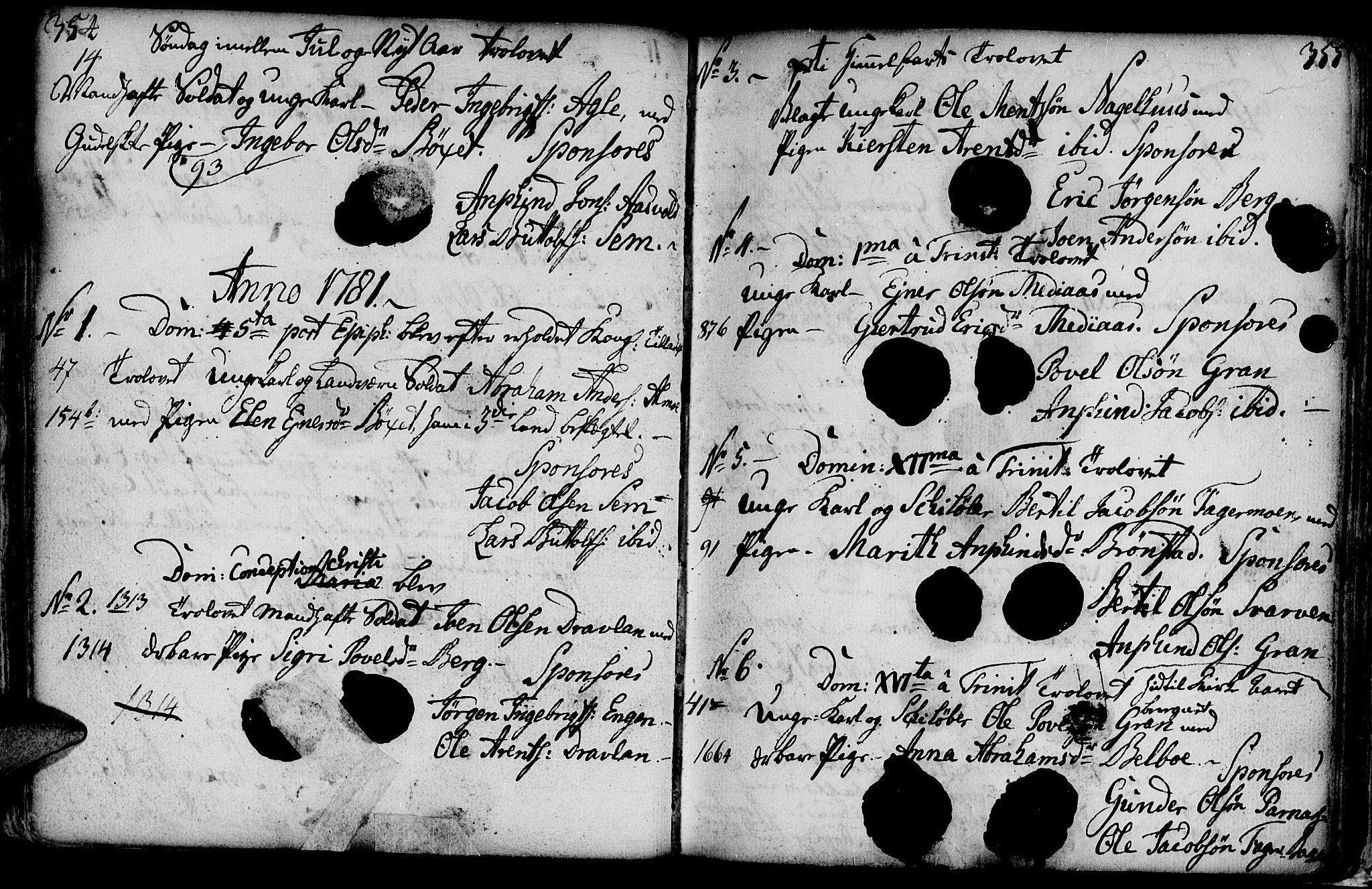 Ministerialprotokoller, klokkerbøker og fødselsregistre - Nord-Trøndelag, SAT/A-1458/749/L0467: Parish register (official) no. 749A01, 1733-1787, p. 354-355