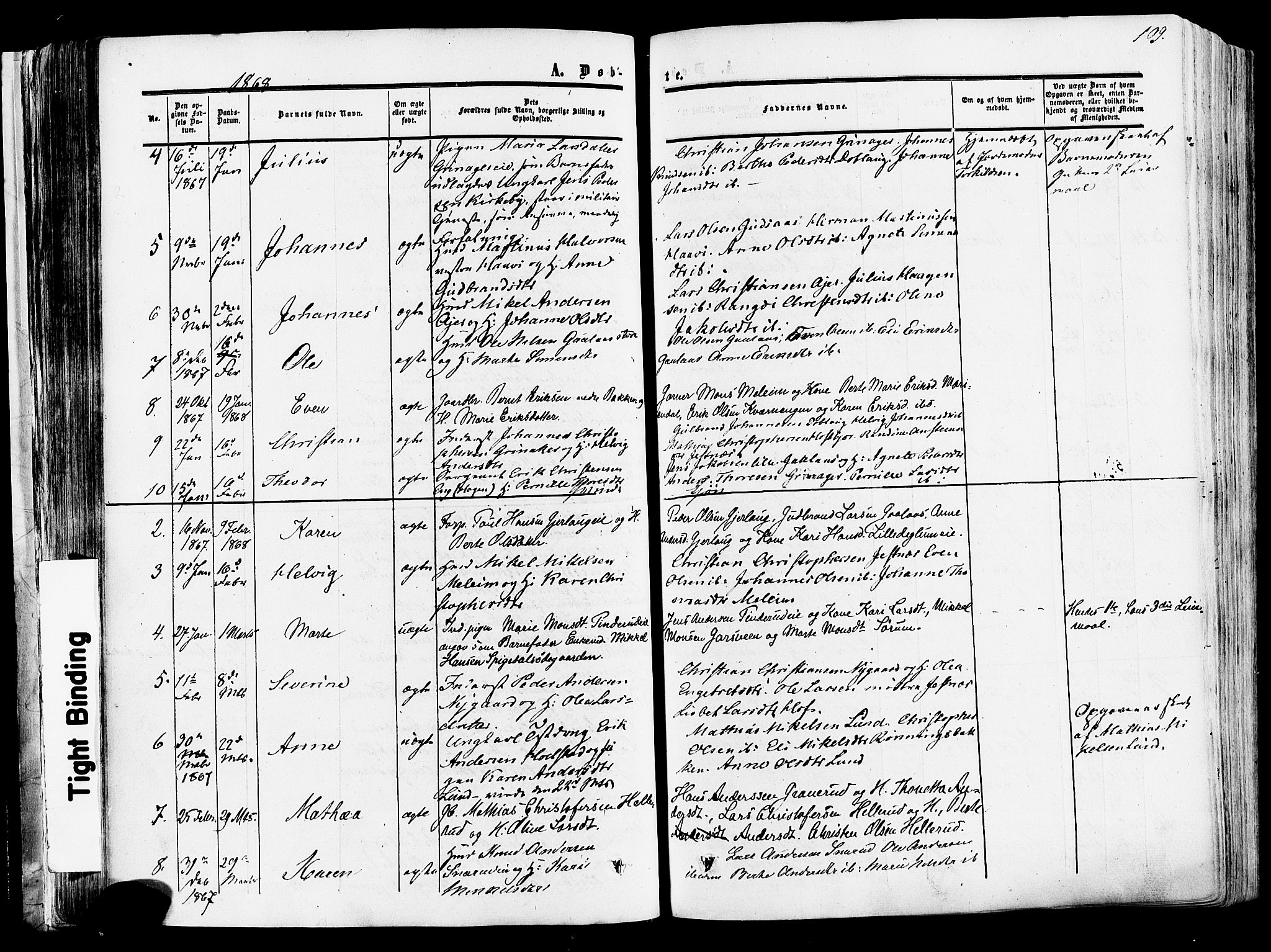 Vang prestekontor, Hedmark, SAH/PREST-008/H/Ha/Haa/L0013: Parish register (official) no. 13, 1855-1879, p. 109