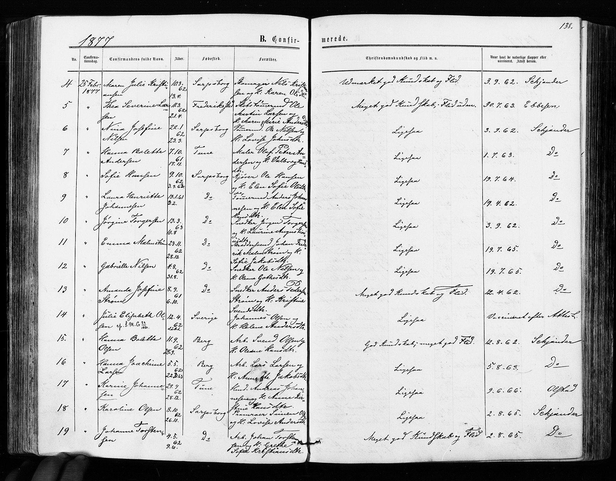 Sarpsborg prestekontor Kirkebøker, AV/SAO-A-2006/F/Fa/L0002: Parish register (official) no. 2, 1869-1877, p. 138