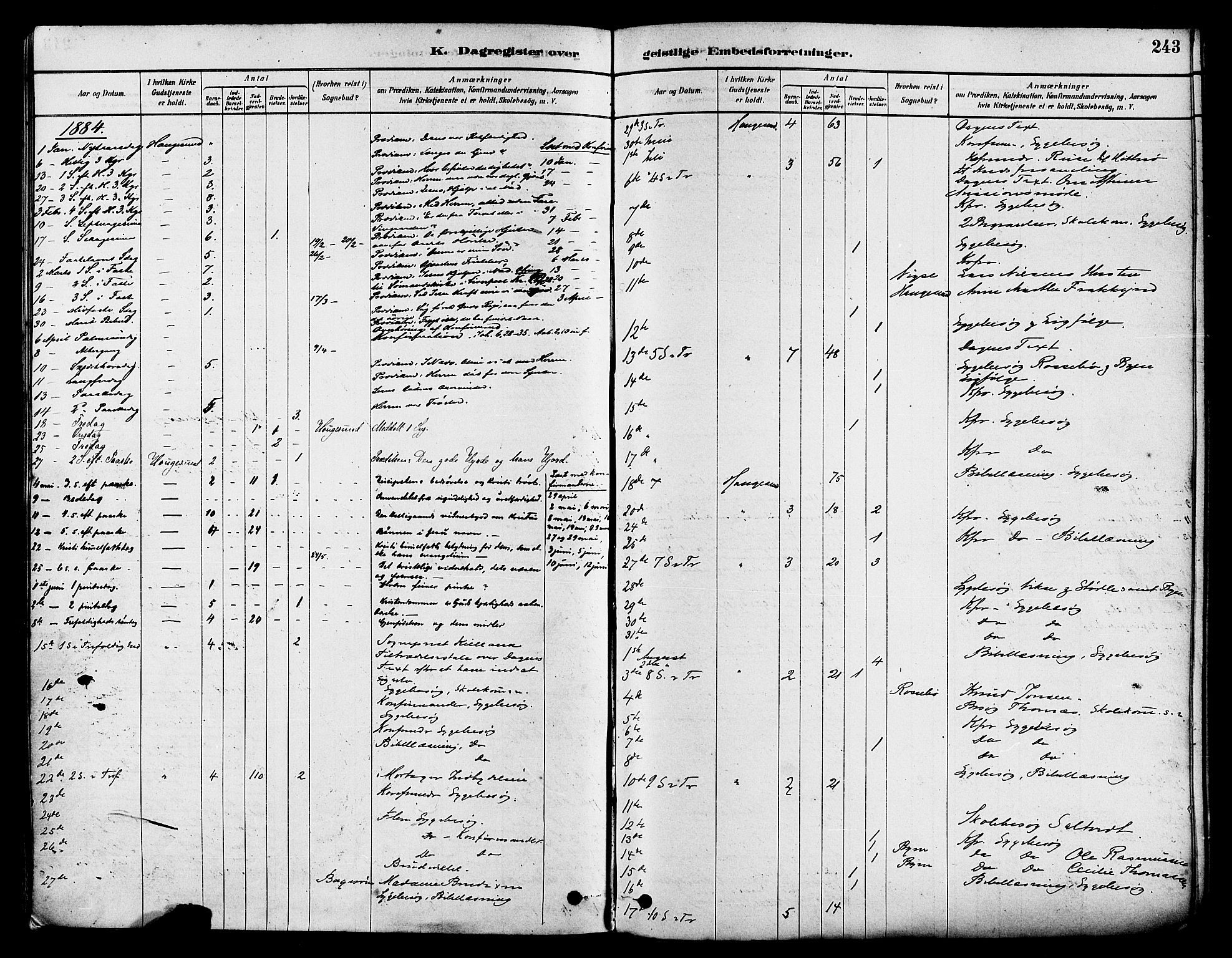 Haugesund sokneprestkontor, AV/SAST-A -101863/H/Ha/Haa/L0001: Parish register (official) no. A 1, 1878-1885, p. 243