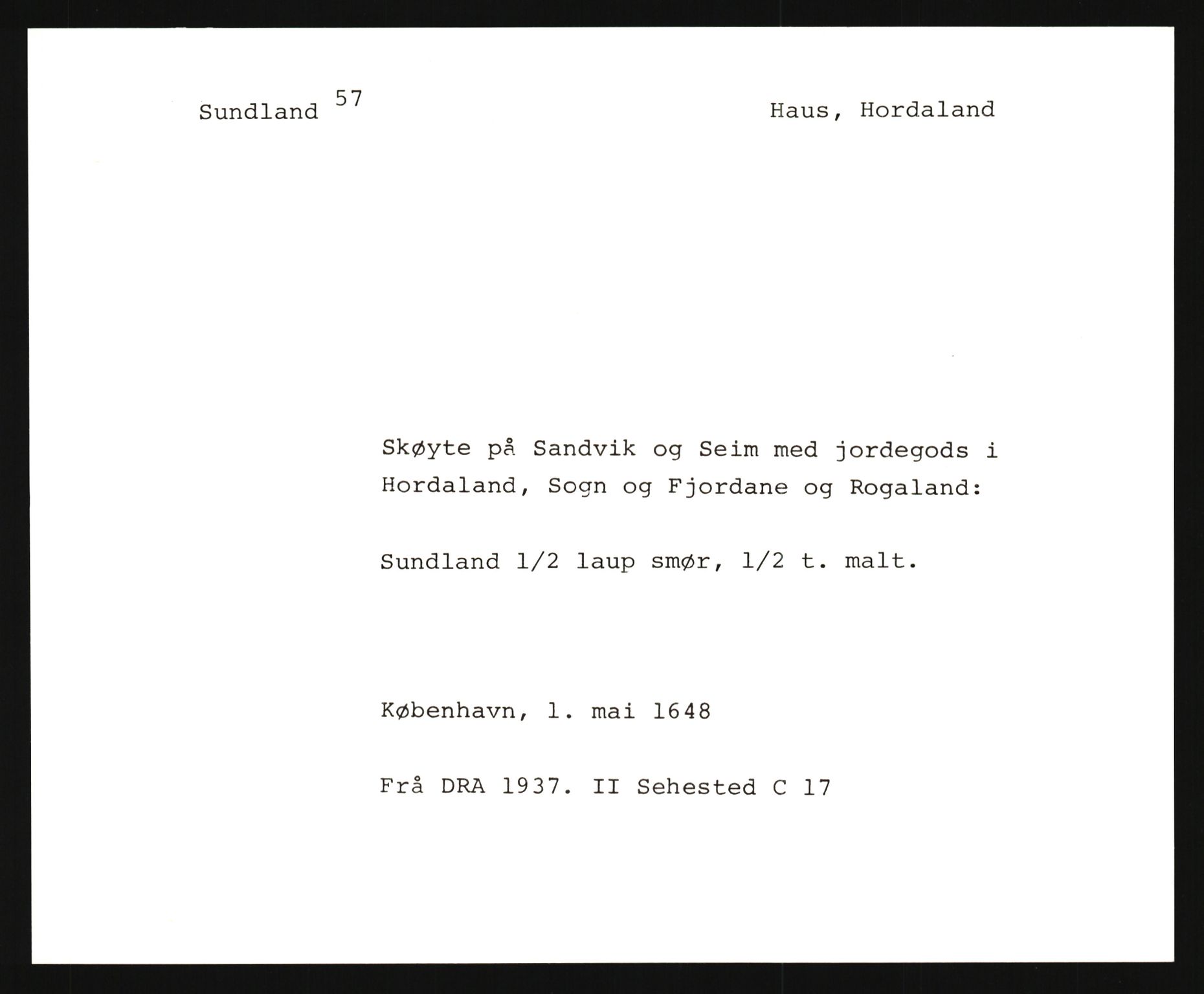 Riksarkivets diplomsamling, AV/RA-EA-5965/F35/F35e/L0028: Registreringssedler Hordaland 1, 1400-1700, p. 471