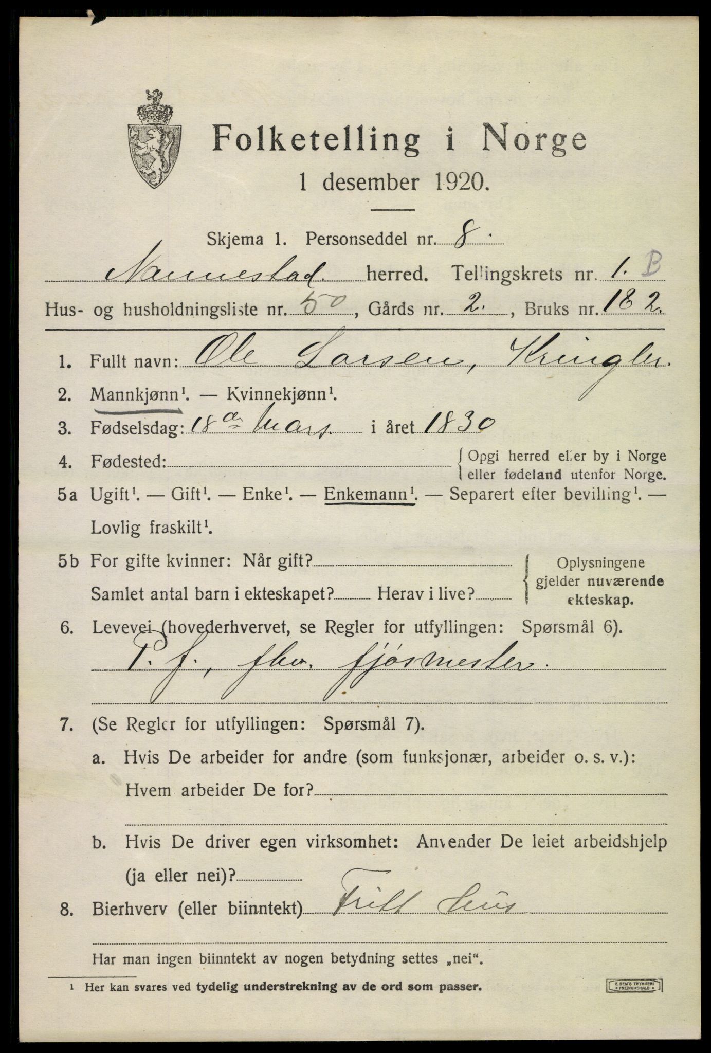 SAO, 1920 census for Nannestad, 1920, p. 2473