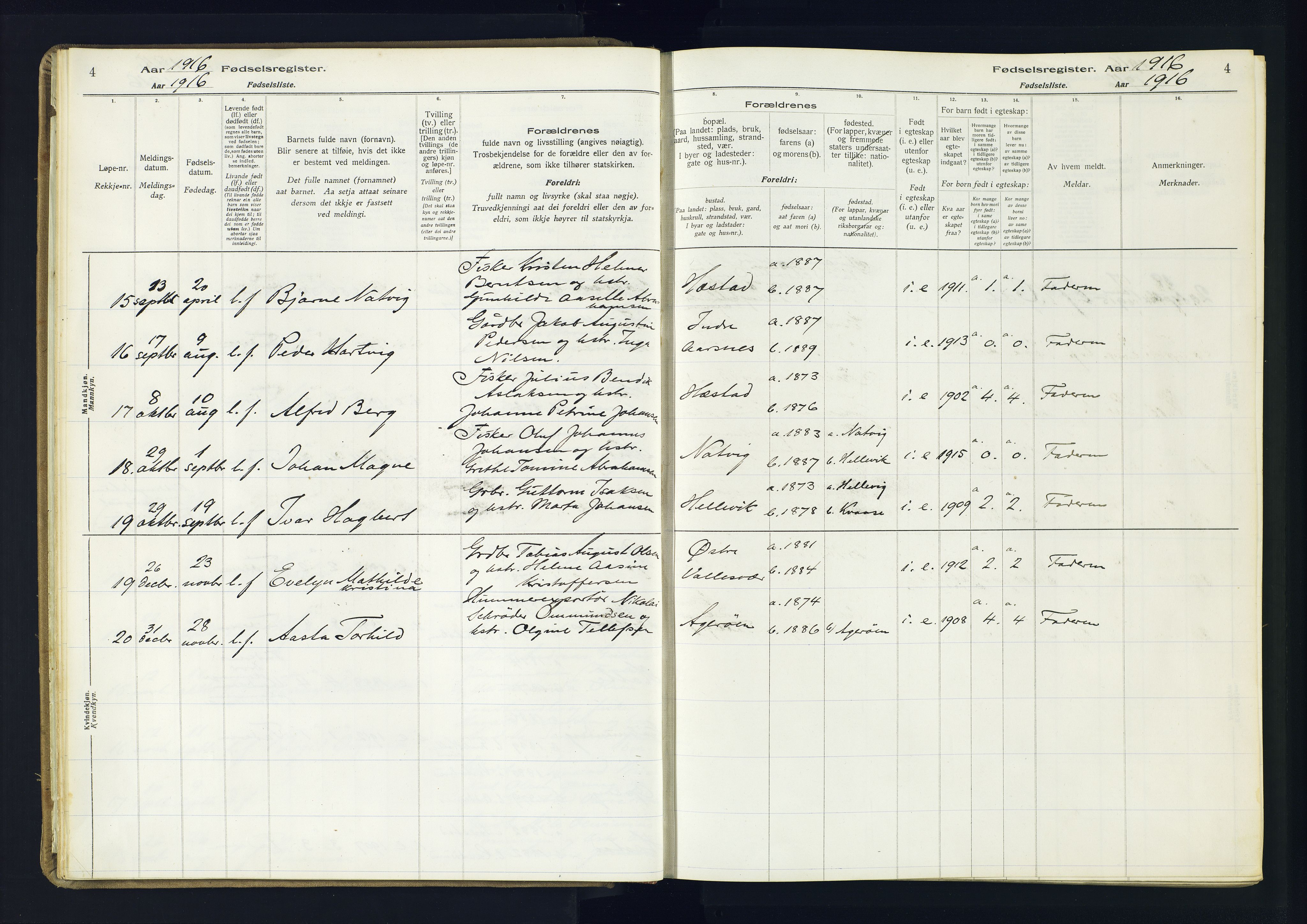 Høvåg sokneprestkontor, AV/SAK-1111-0025/J/Ja/L0001: Birth register no. II.4.2, 1916-1982, p. 4