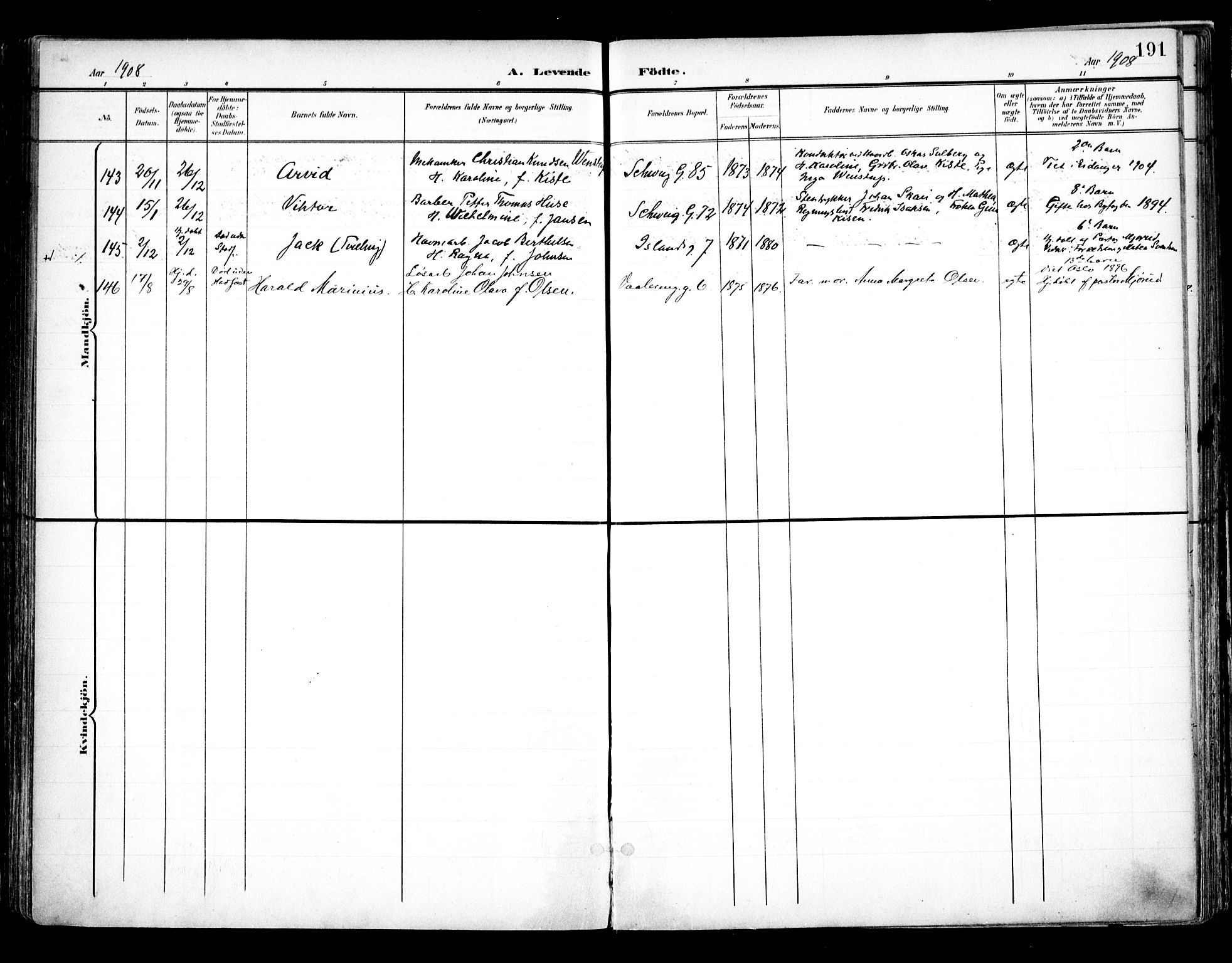 Vålerengen prestekontor Kirkebøker, SAO/A-10878/F/Fa/L0001: Parish register (official) no. 1, 1899-1915, p. 191