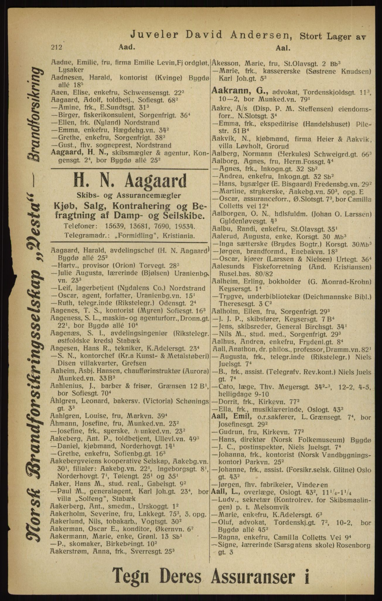 Kristiania/Oslo adressebok, PUBL/-, 1916, p. 212