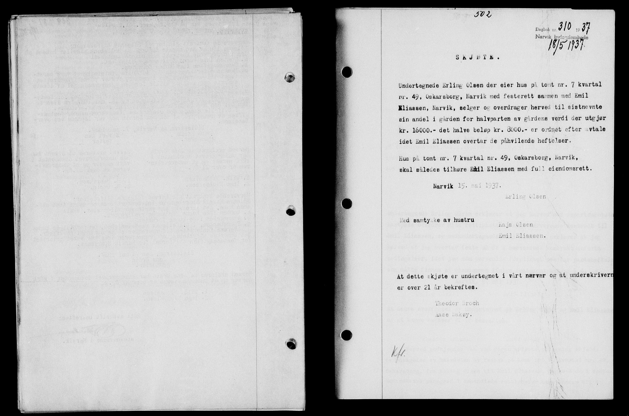 Narvik sorenskriveri, SAT/A-0002/1/2/2C/2Ca/L0011: Mortgage book no. 14, 1935-1937, Deed date: 18.05.1937