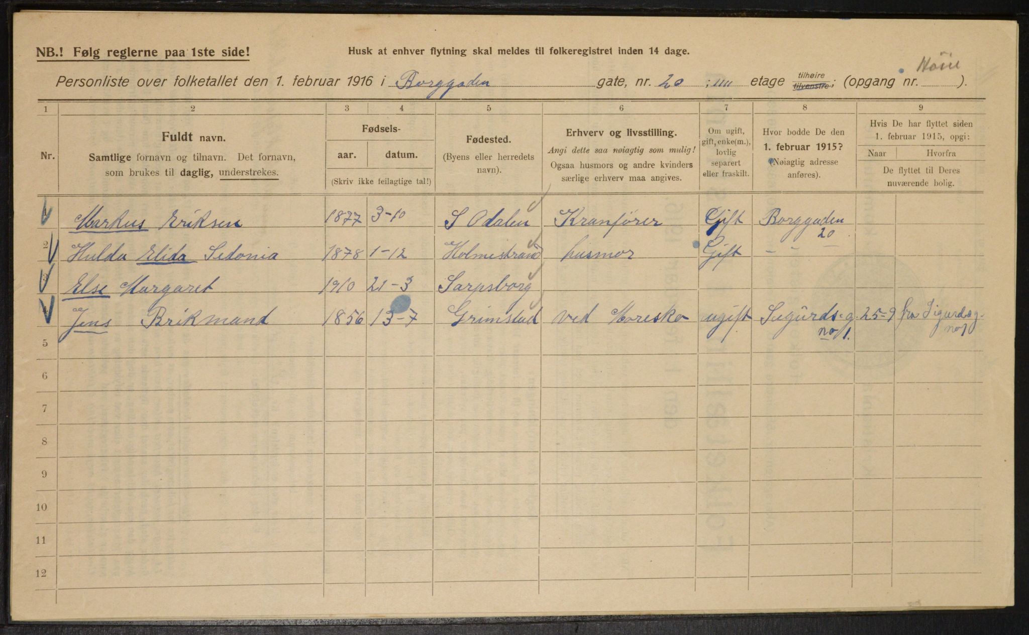 OBA, Municipal Census 1916 for Kristiania, 1916, p. 8102