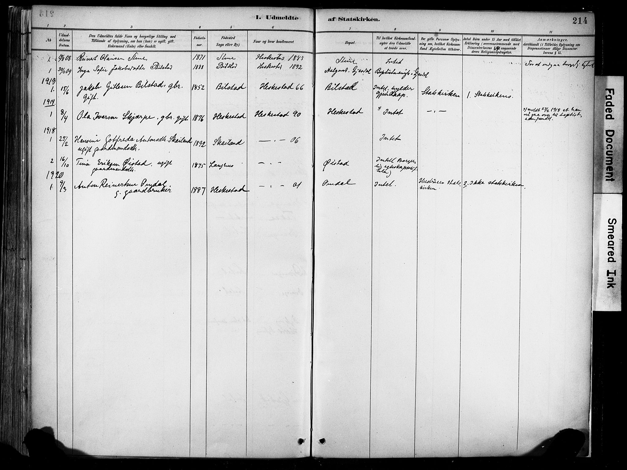 Lund sokneprestkontor, AV/SAST-A-101809/S06/L0012: Parish register (official) no. A 11, 1887-1921, p. 214