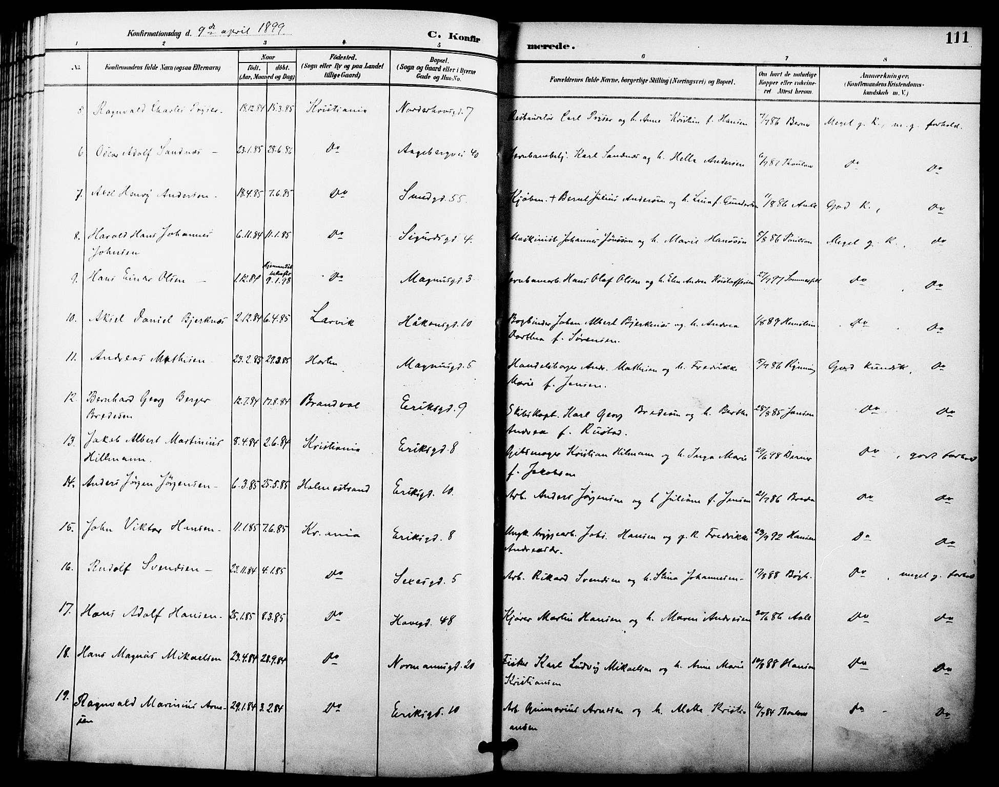 Kampen prestekontor Kirkebøker, AV/SAO-A-10853/F/Fa/L0008: Parish register (official) no. I 8, 1892-1902, p. 111