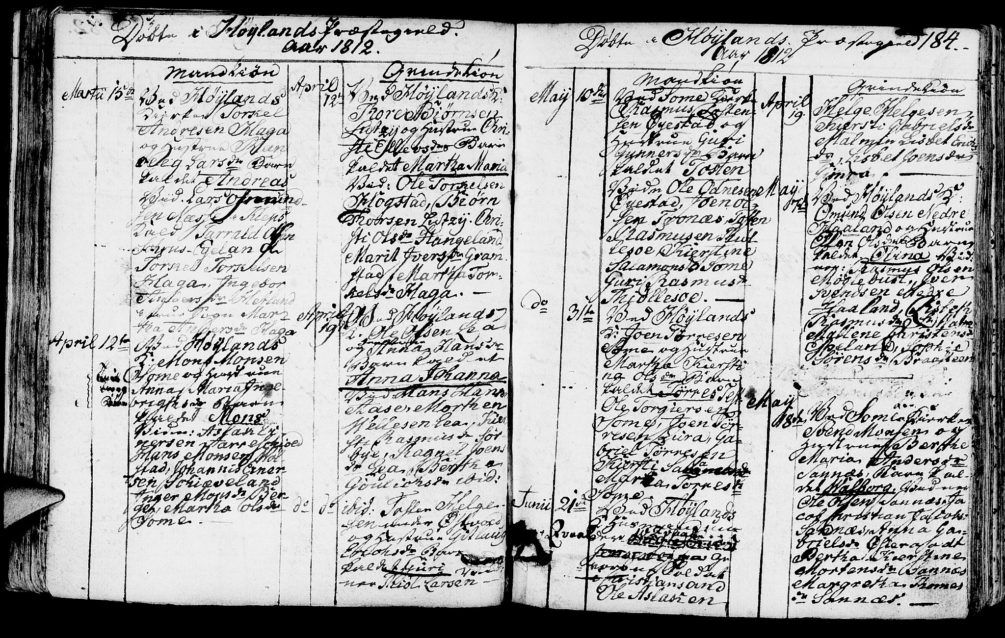 Høyland sokneprestkontor, SAST/A-101799/001/30BA/L0005: Parish register (official) no. A 5, 1804-1815, p. 184